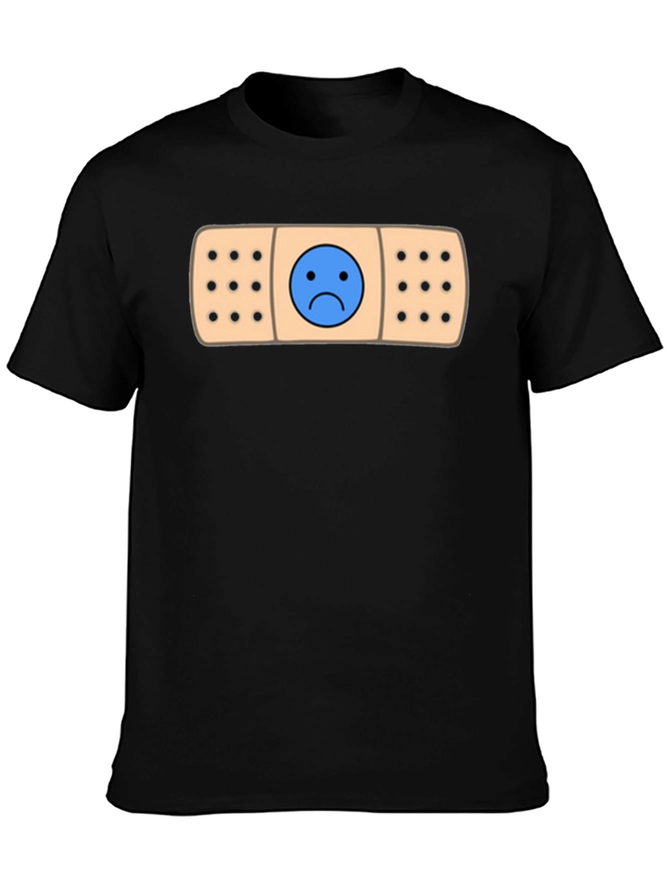 Sad Face Bandage Graphic Tee - Black T-Shirt