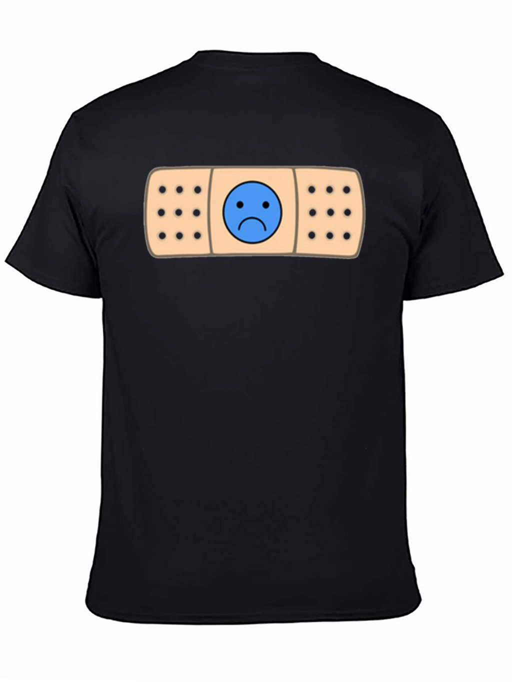 Sad Face Bandage Graphic Tee - Black T-Shirt