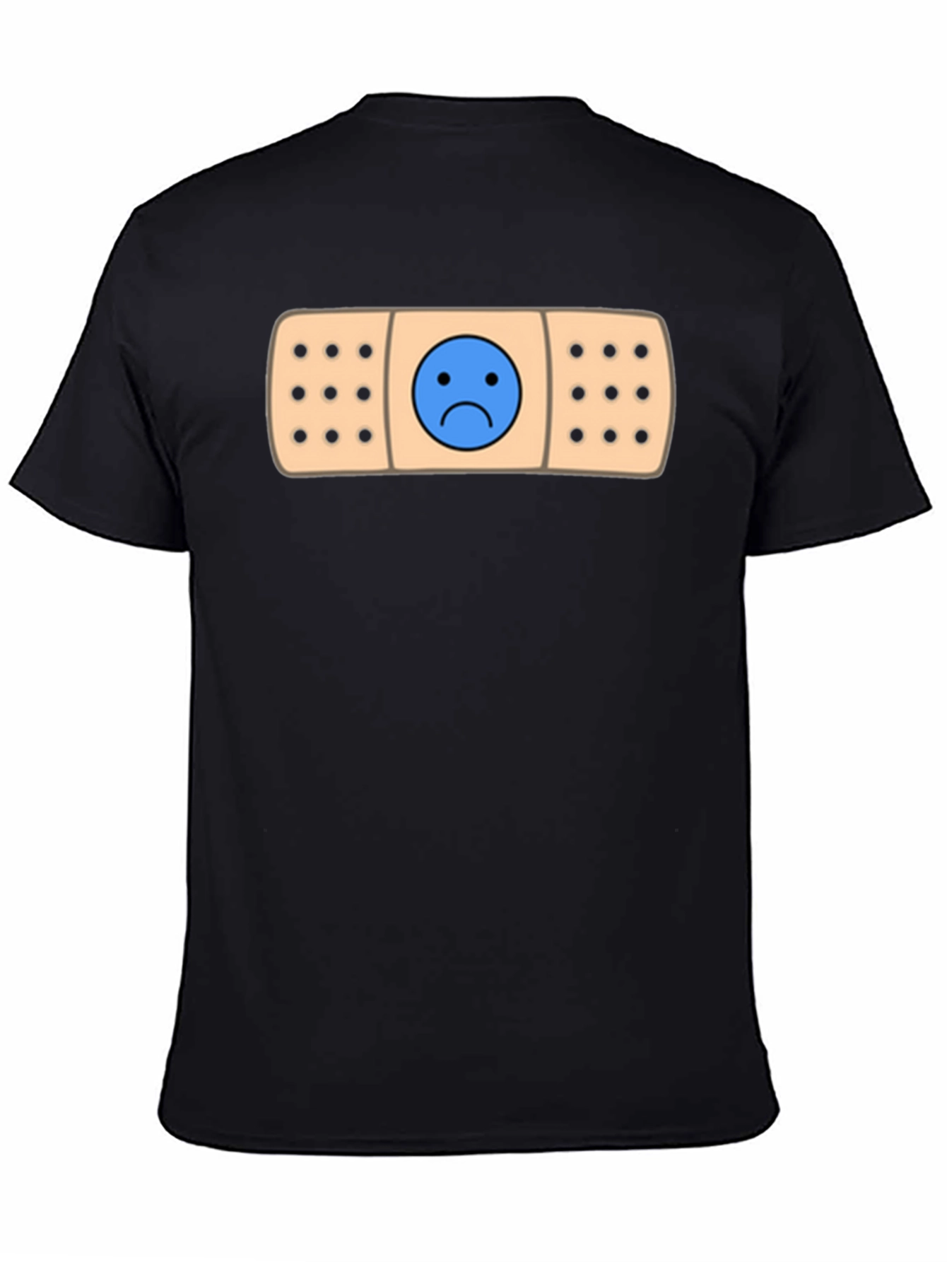 Sad Face Bandage Graphic Tee - Black T-Shirt