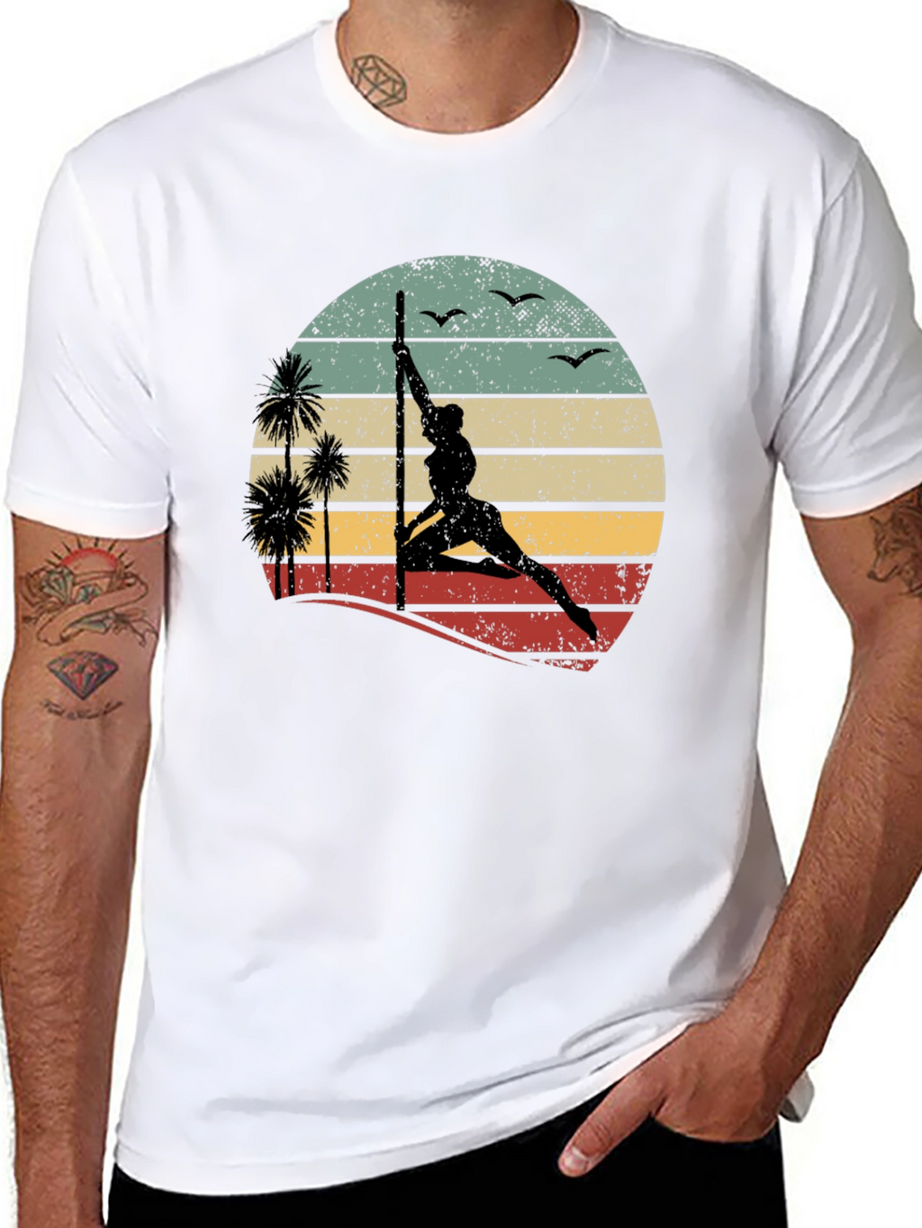 Pole Dancing Sunset T-Shirt Retro Style Tee