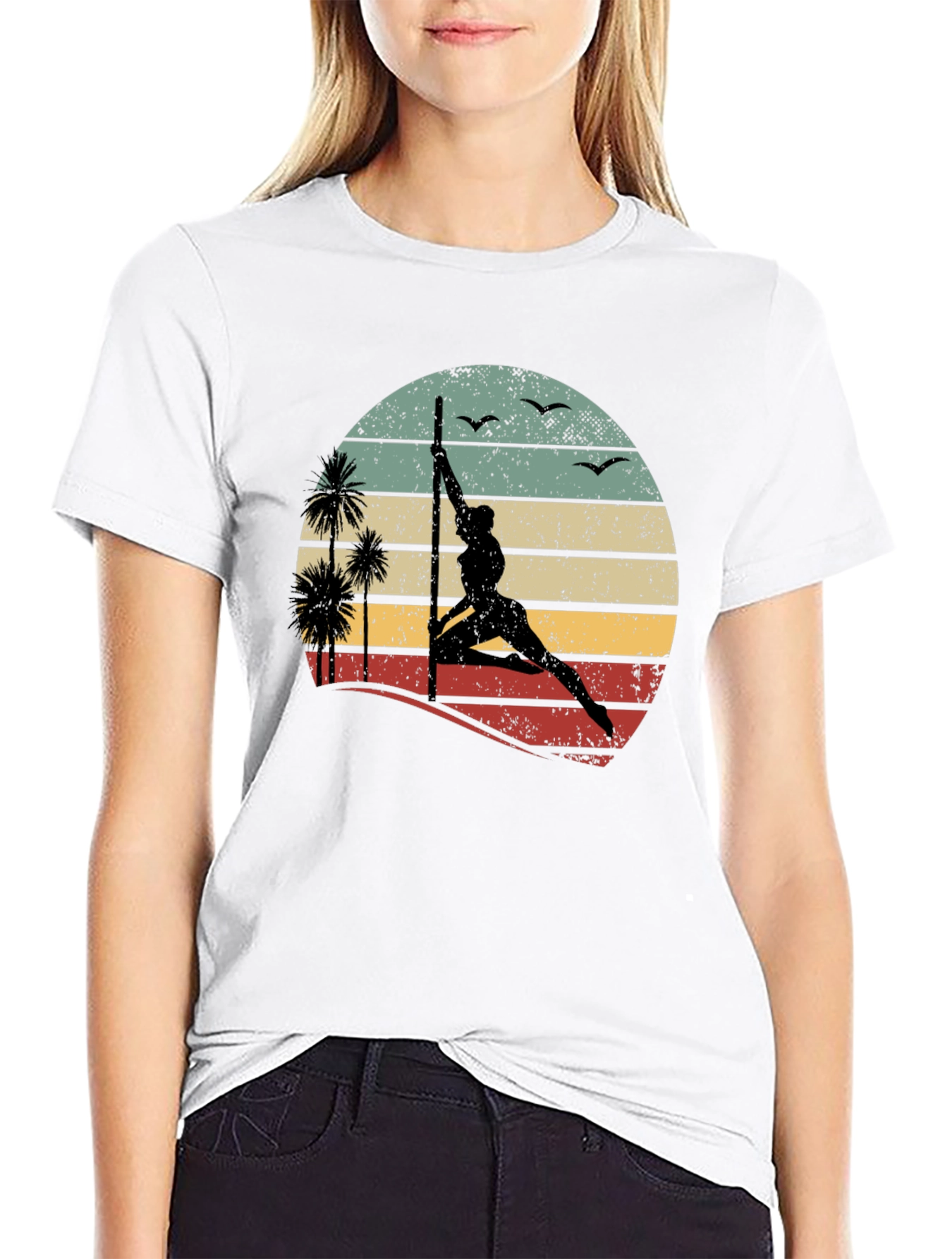 Pole Dancing Sunset T-Shirt Retro Style Tee