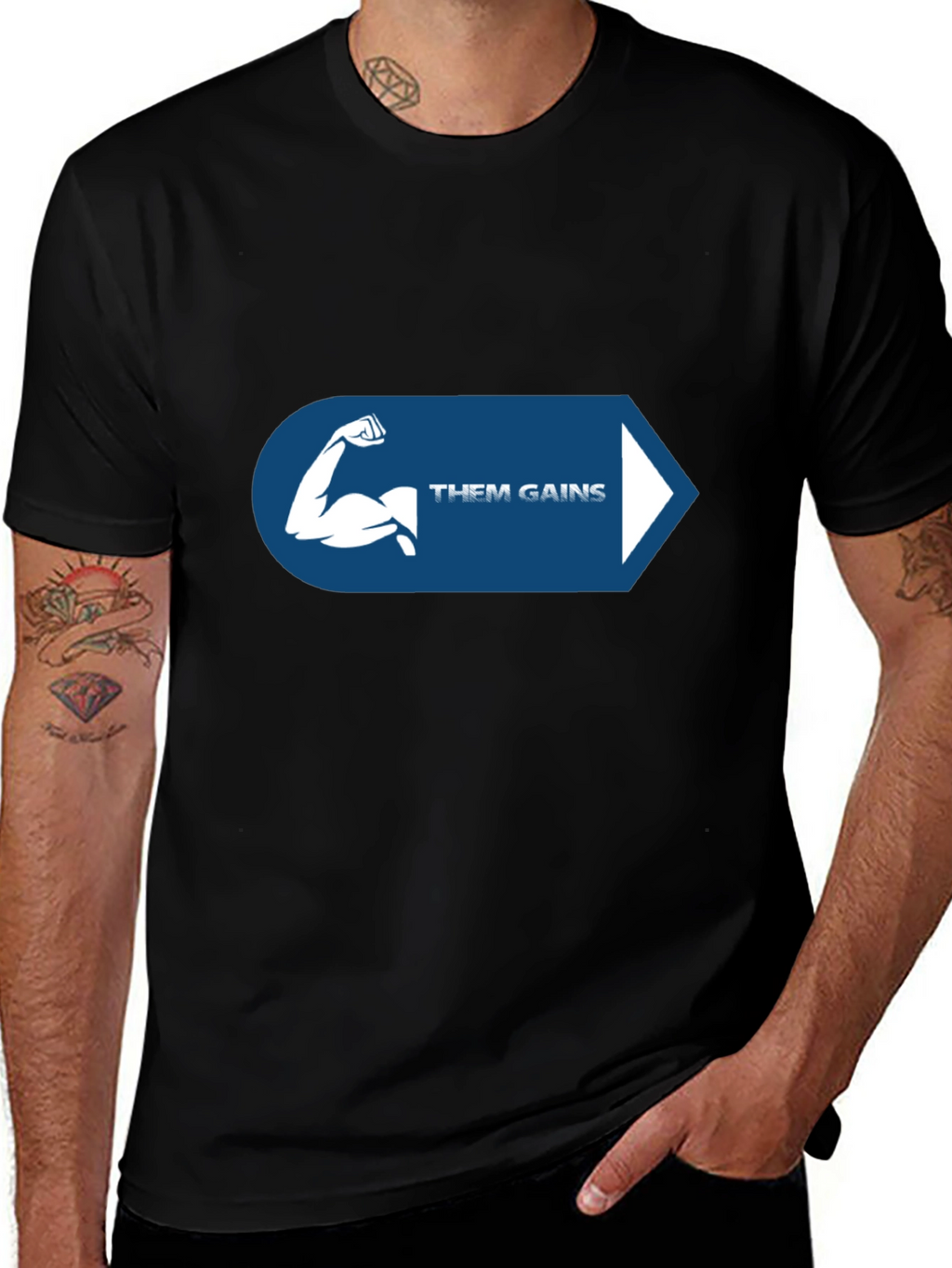Them Gains Black T-Shirt for Fitness Enthusiasts