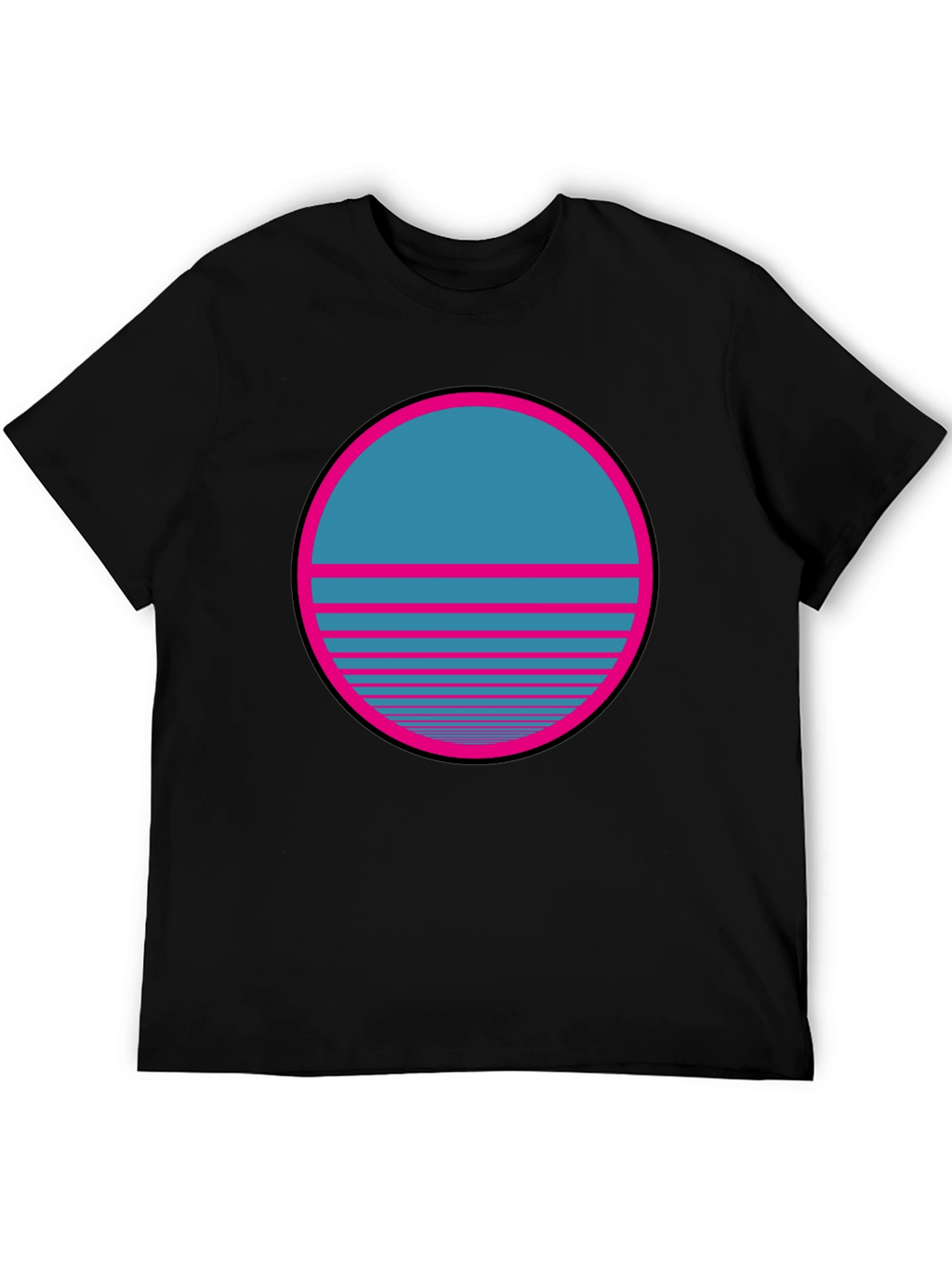 Retro Sunset Graphic T-Shirt - Classic Black Tee