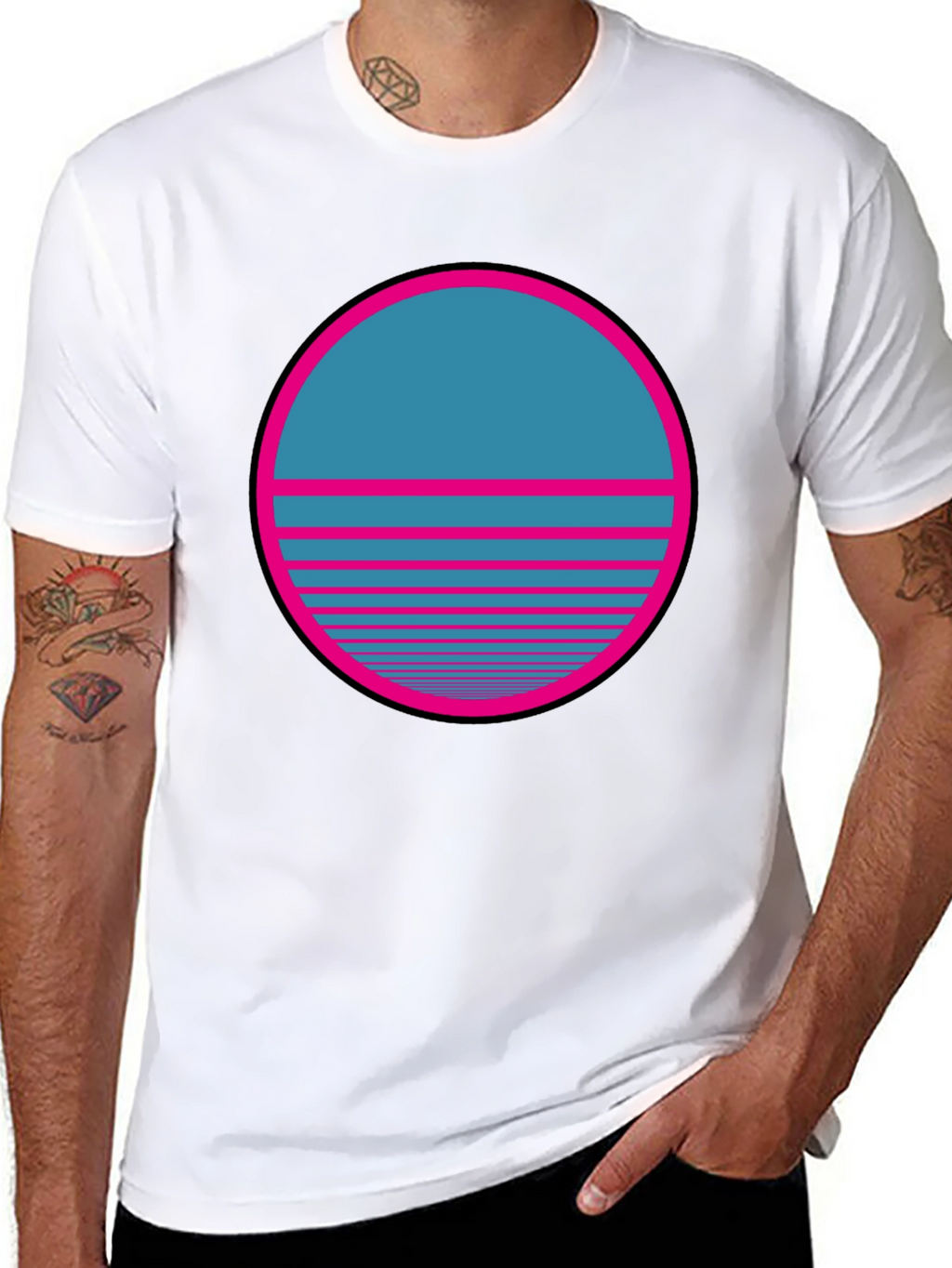 Retro Sunset Graphic T-Shirt - Classic Black Tee