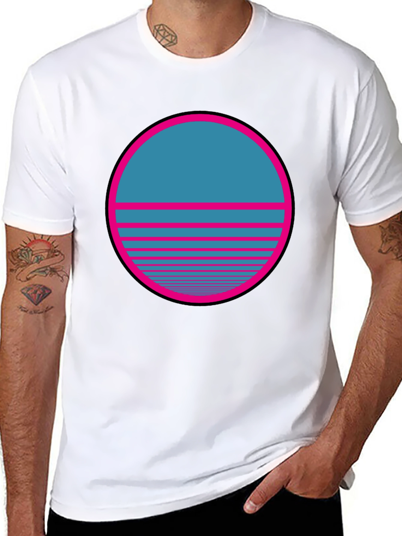 Retro Sunset Graphic T-Shirt - Classic Black Tee