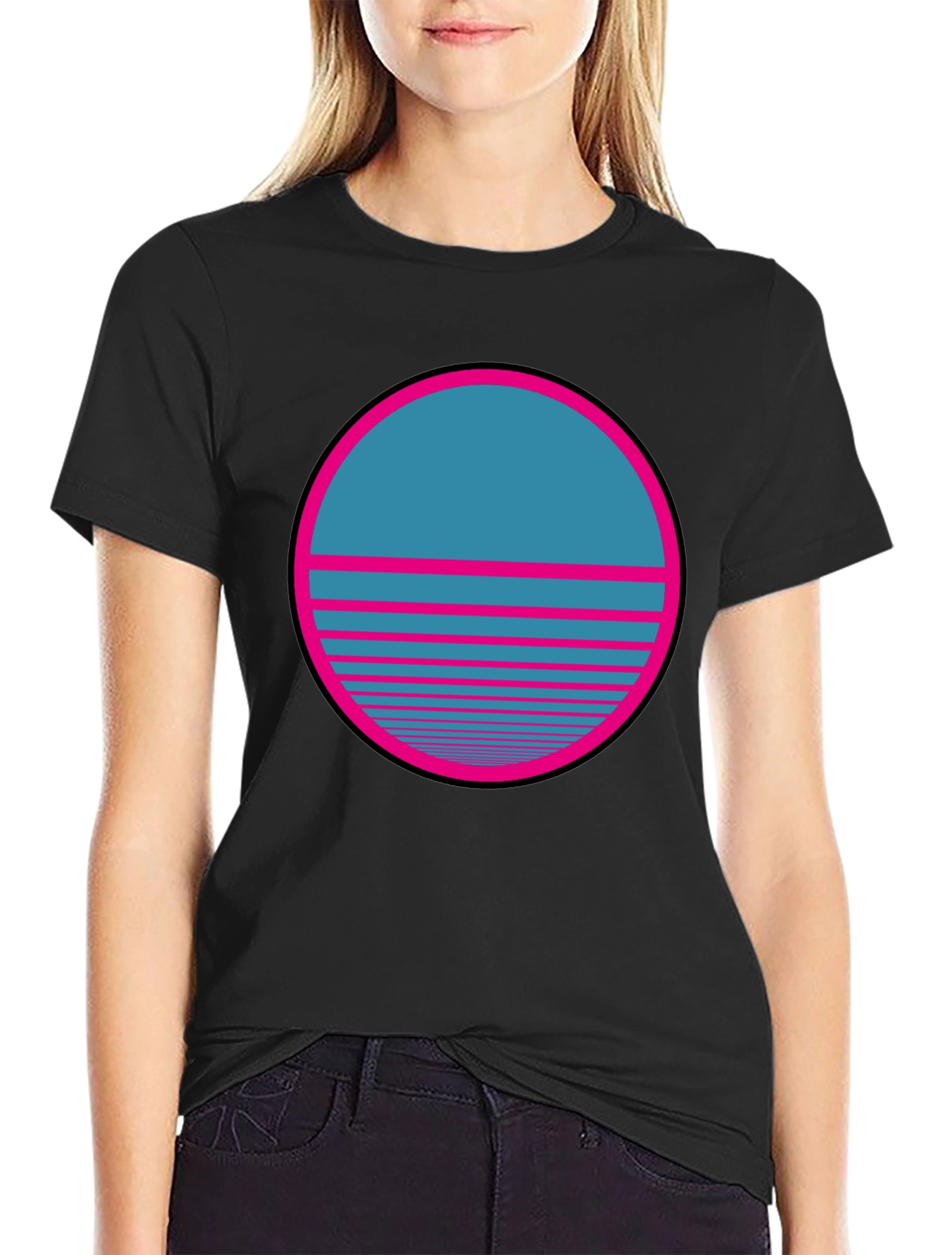 Retro Sunset Graphic T-Shirt - Classic Black Tee