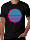 Retro Sunset Graphic T-Shirt - Classic Black Tee