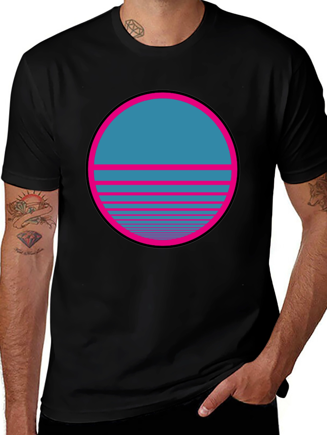 Retro Sunset Graphic T-Shirt - Classic Black Tee
