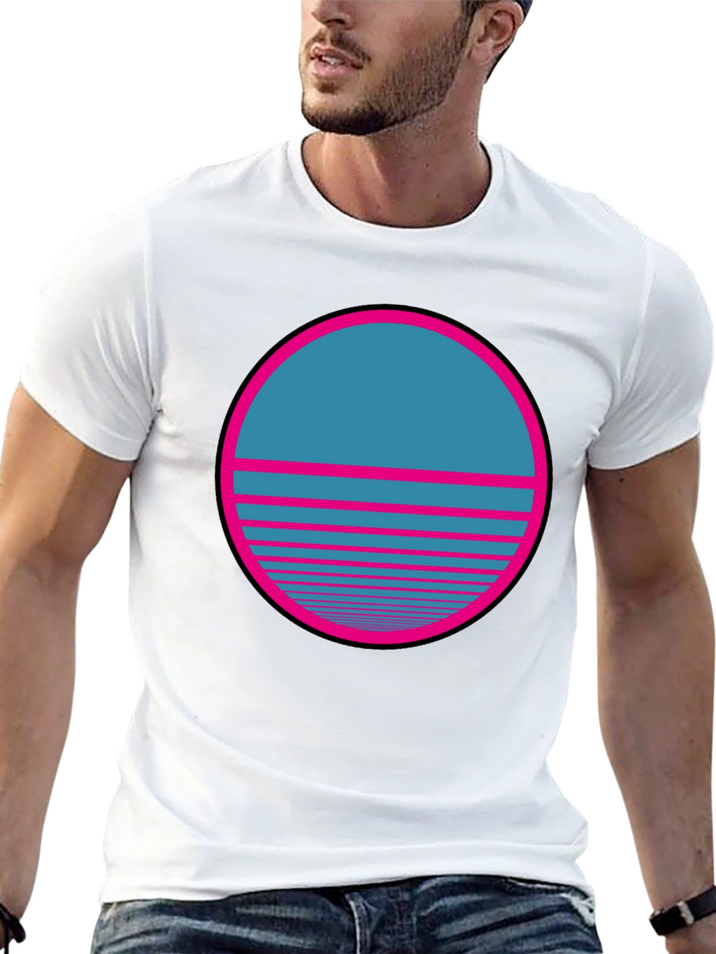 Retro Sunset Graphic T-Shirt - Classic Black Tee