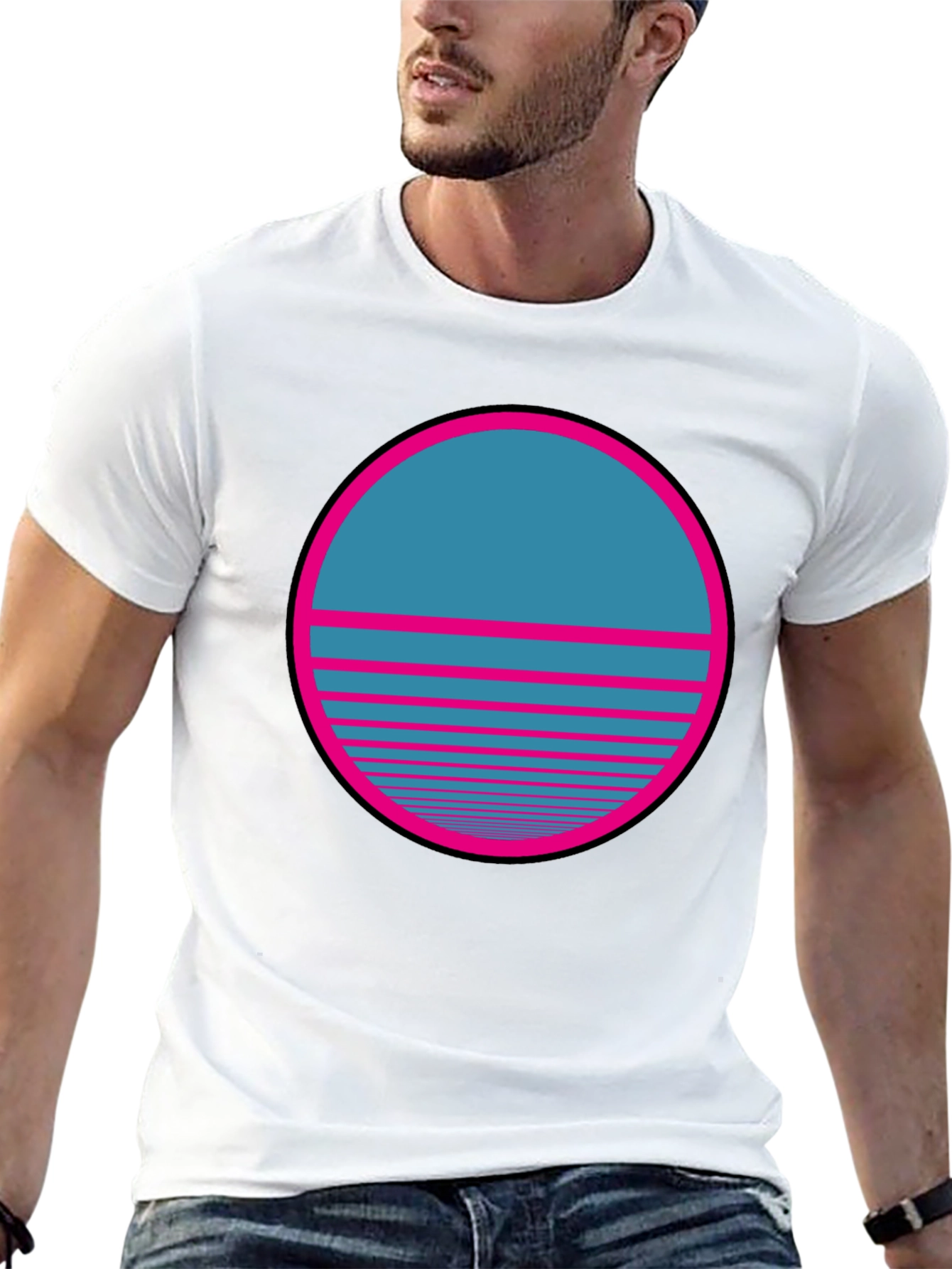 Retro Sunset Graphic T-Shirt - Classic Black Tee