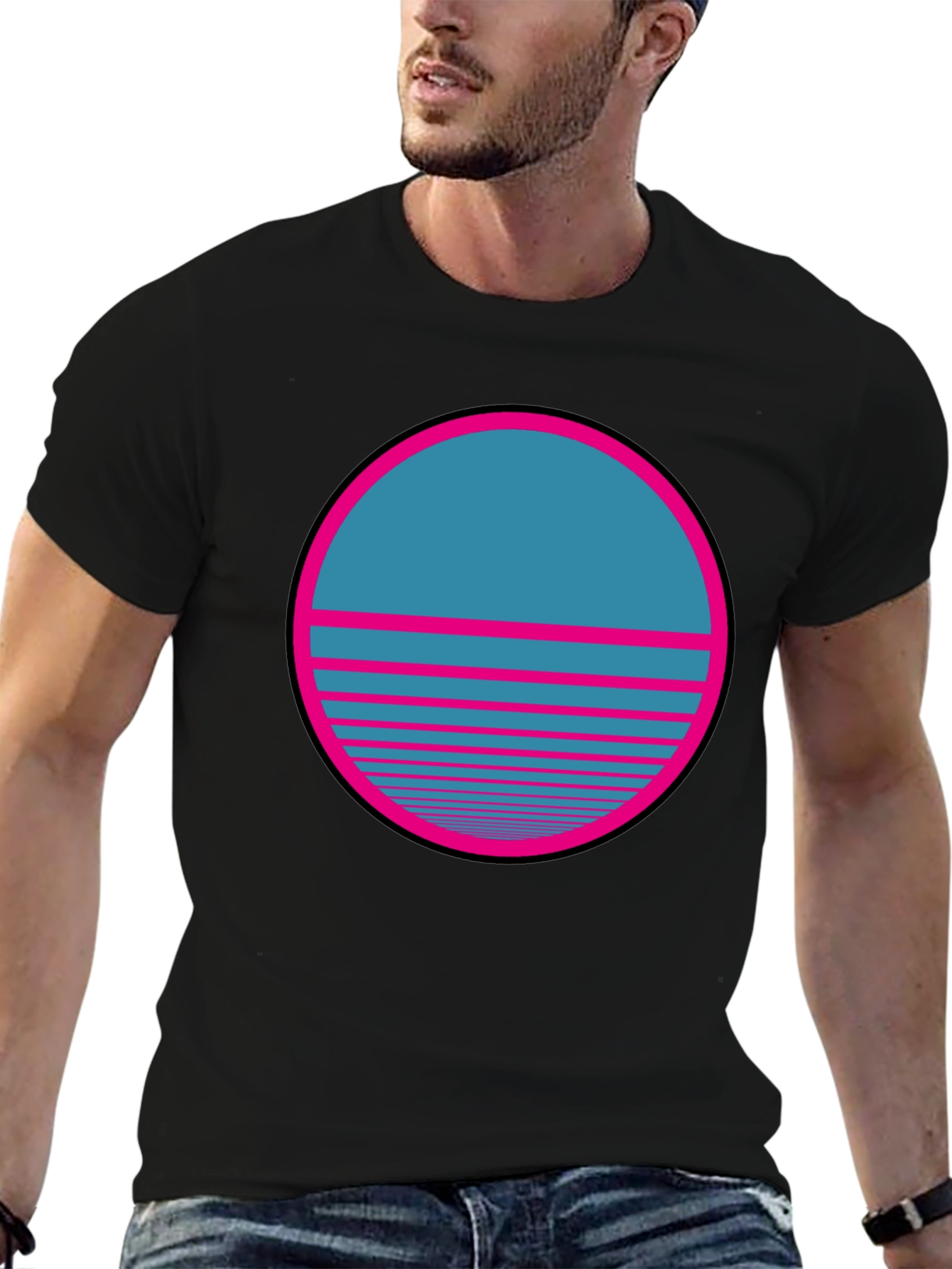 Retro Sunset Graphic T-Shirt - Classic Black Tee
