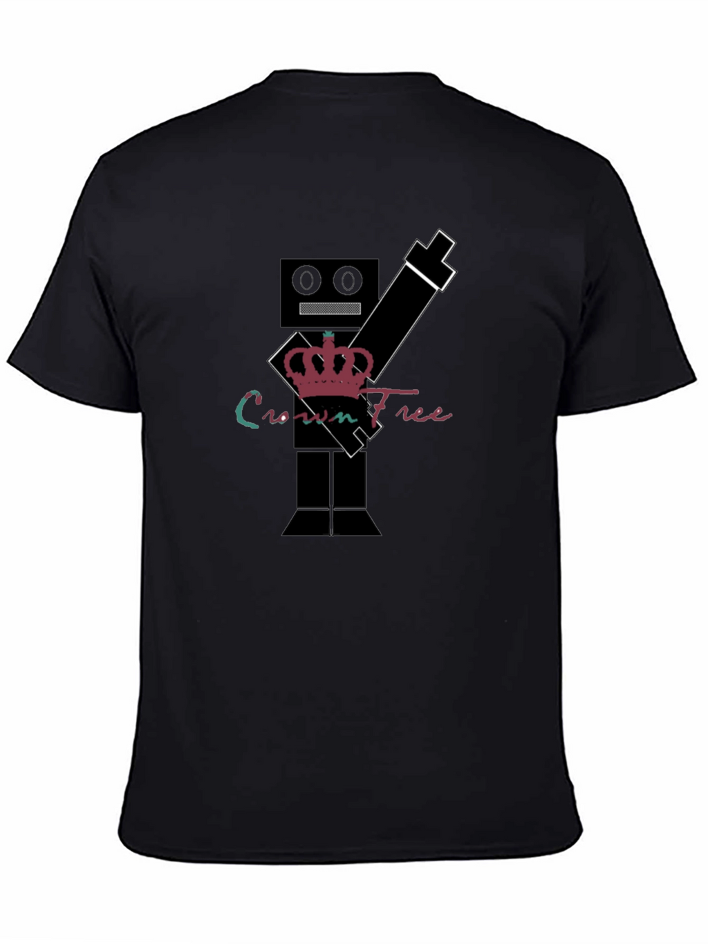 Crown Free Robot T-Shirt - Black Graphic Tee