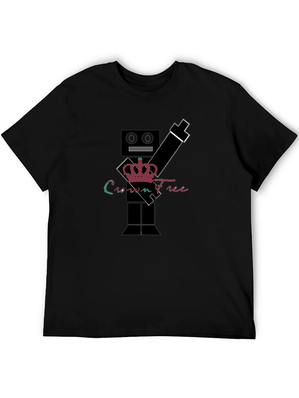 Crown Free Robot T-Shirt - Black Graphic Tee