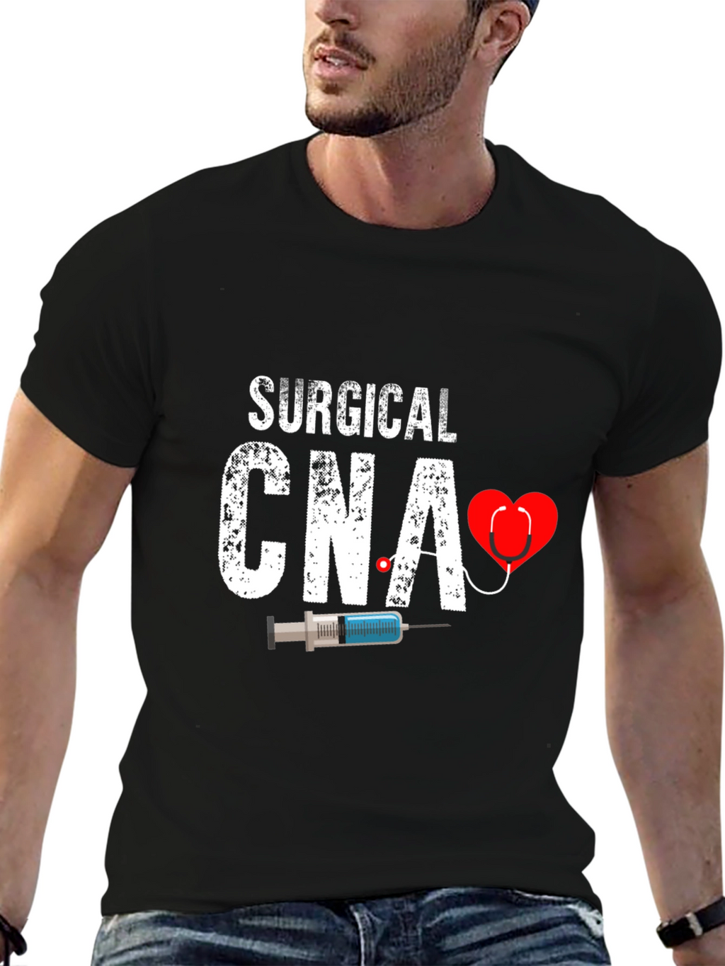 Surgical CNA Graphic T-Shirt - Heart & Syringe Design