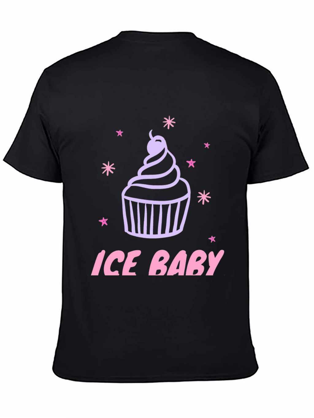 Ice Baby Cupcake Graphic Black T-Shirt