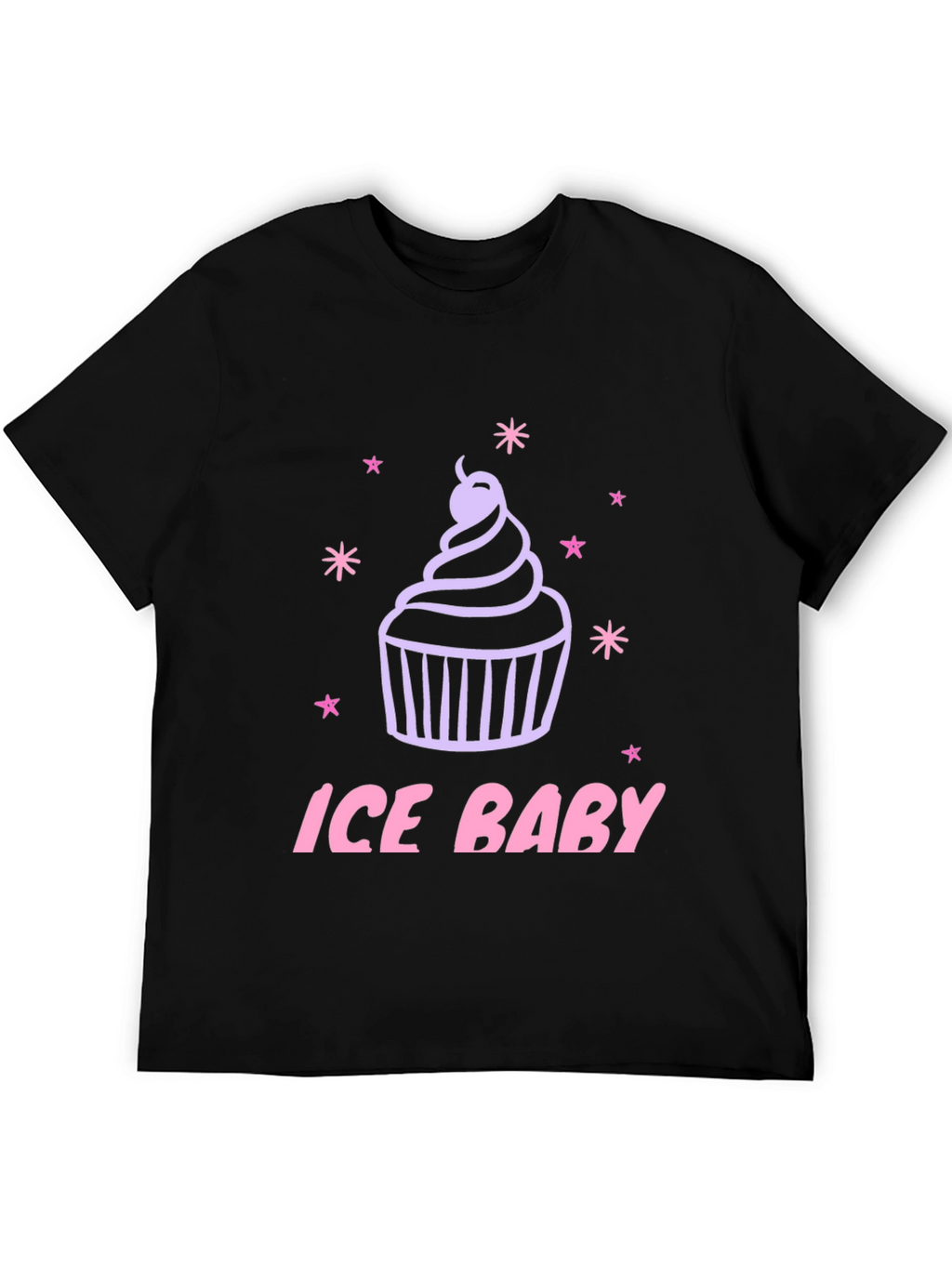 Ice Baby Cupcake Graphic Black T-Shirt