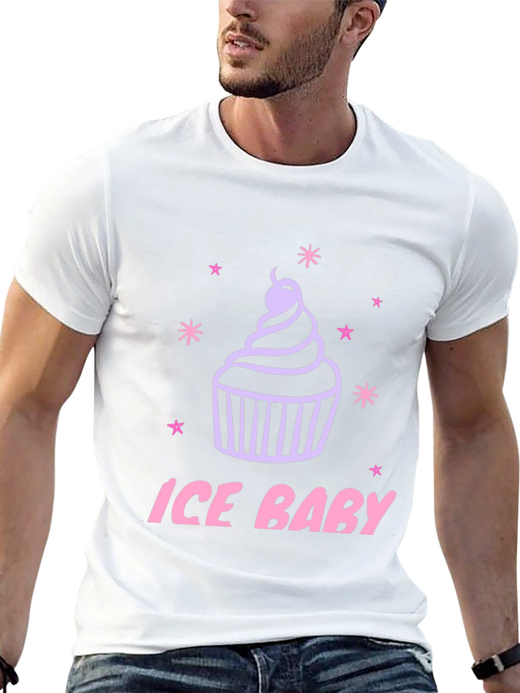 Ice Baby Cupcake Graphic Black T-Shirt