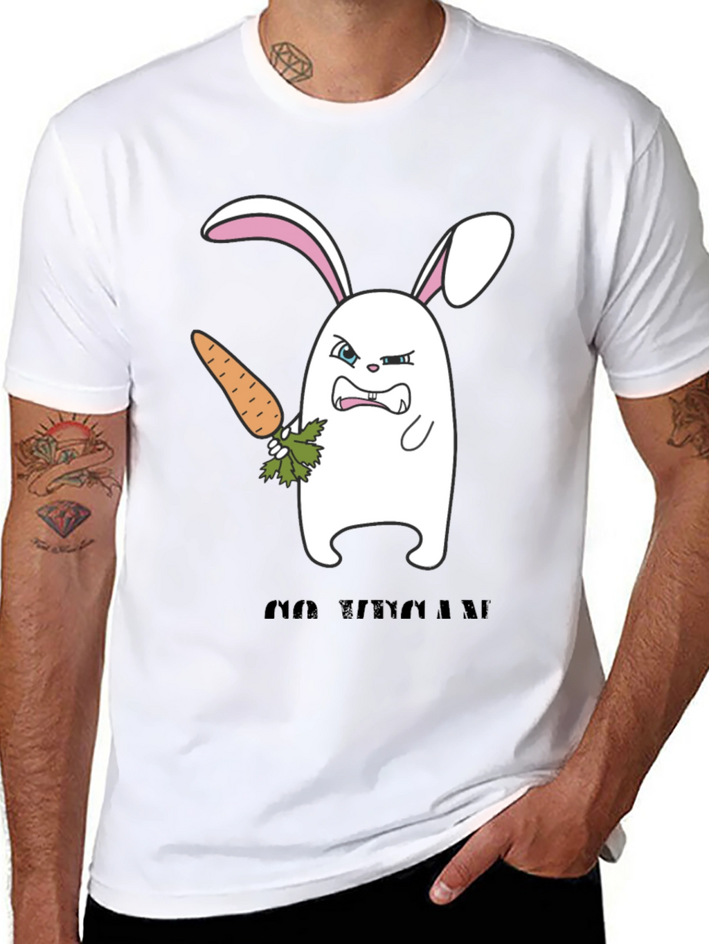 Angry Bunny Graphic T-Shirt -  Cute and Edgy Design
