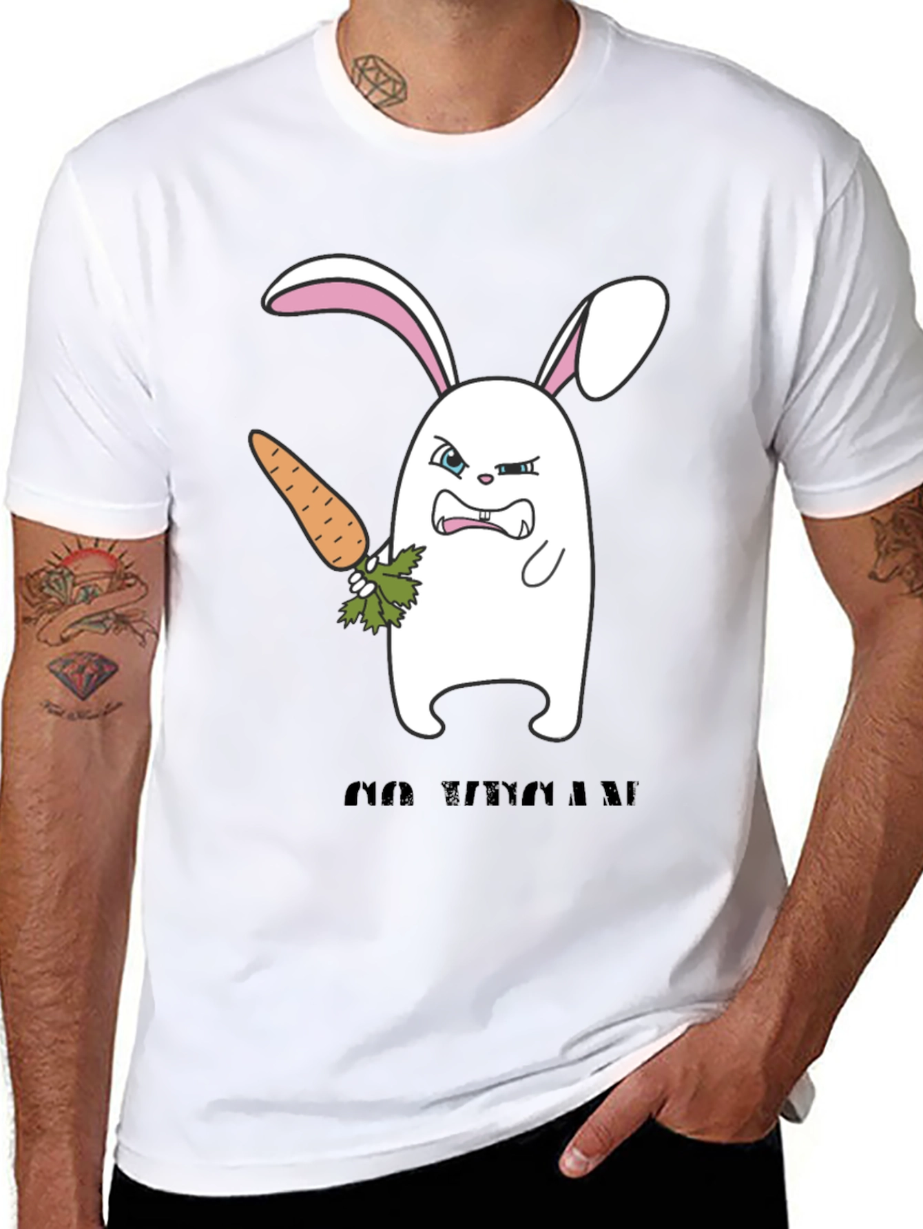 Angry Bunny Graphic T-Shirt -  Cute and Edgy Design
