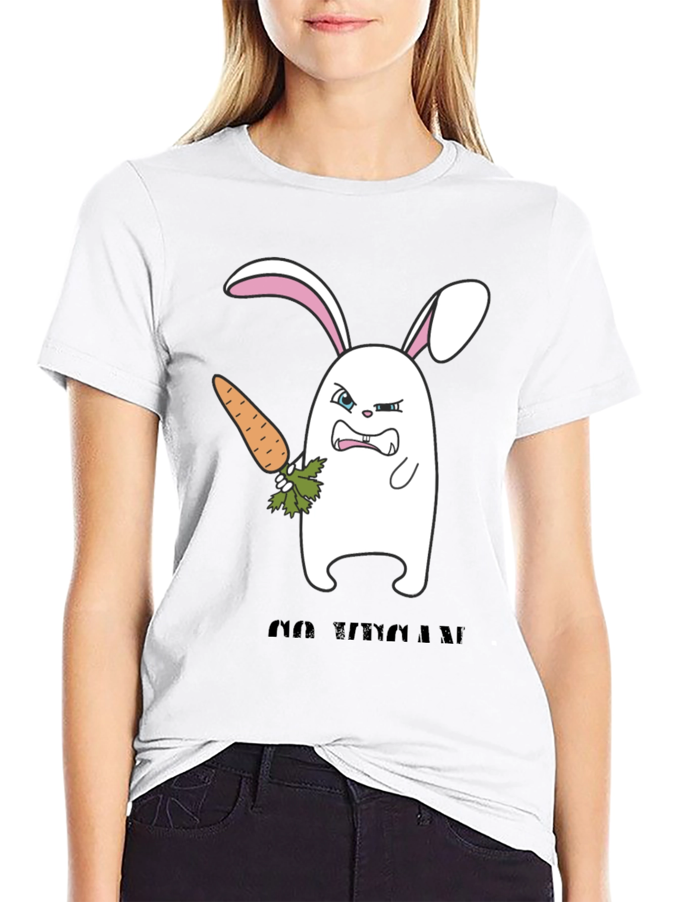 Angry Bunny Graphic T-Shirt -  Cute and Edgy Design