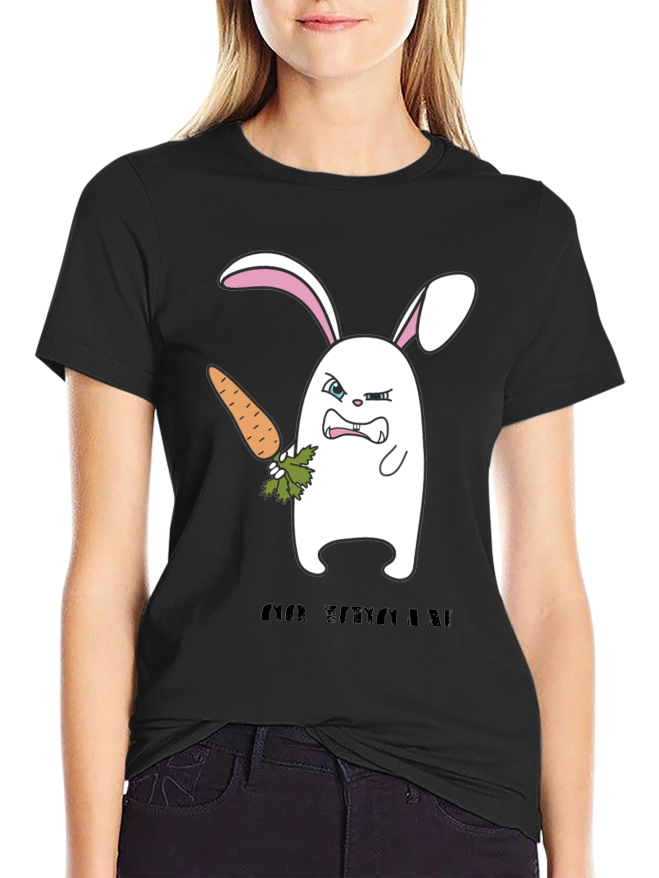 Angry Bunny Graphic T-Shirt -  Cute and Edgy Design