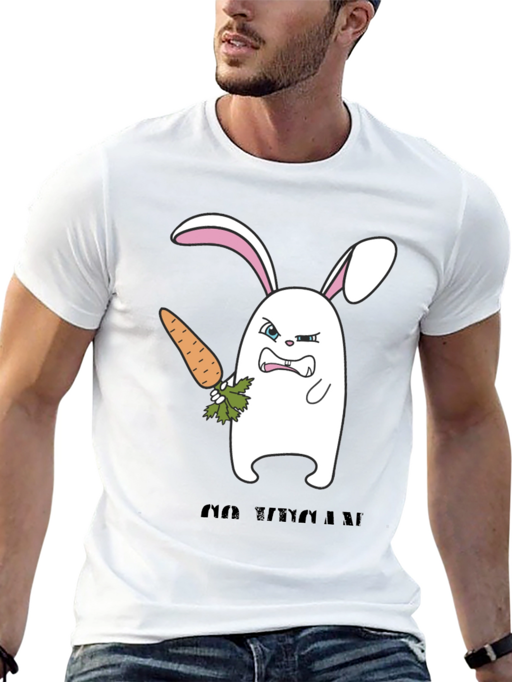 Angry Bunny Graphic T-Shirt -  Cute and Edgy Design