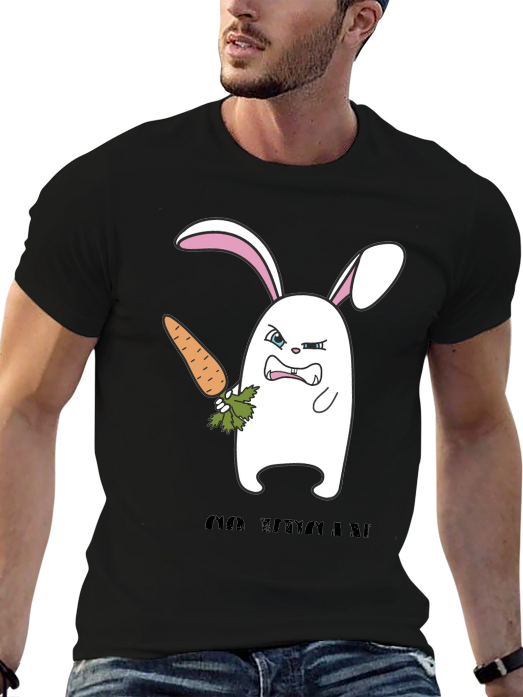 Angry Bunny Graphic T-Shirt -  Cute and Edgy Design