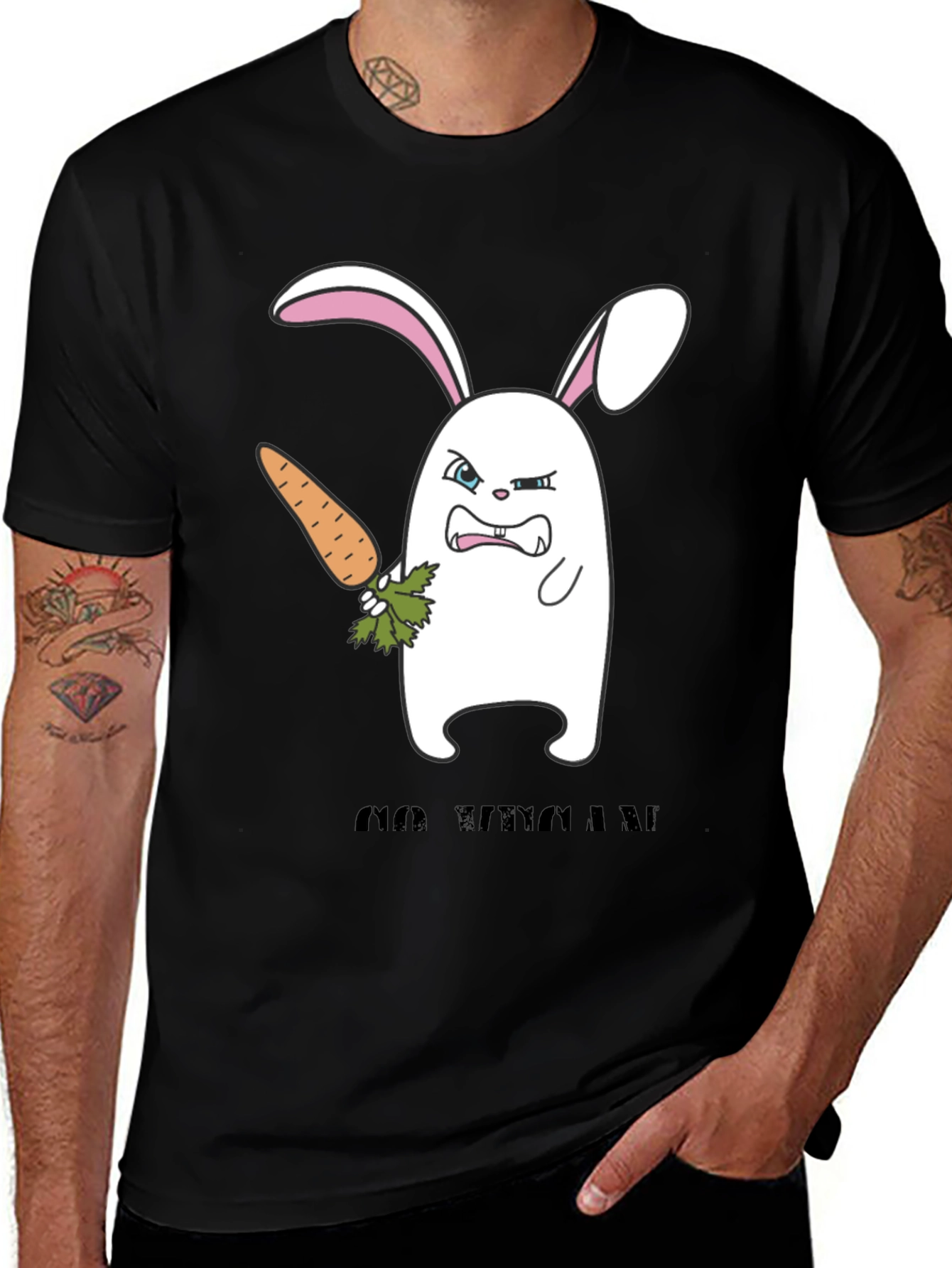 Angry Bunny Graphic T-Shirt -  Cute and Edgy Design