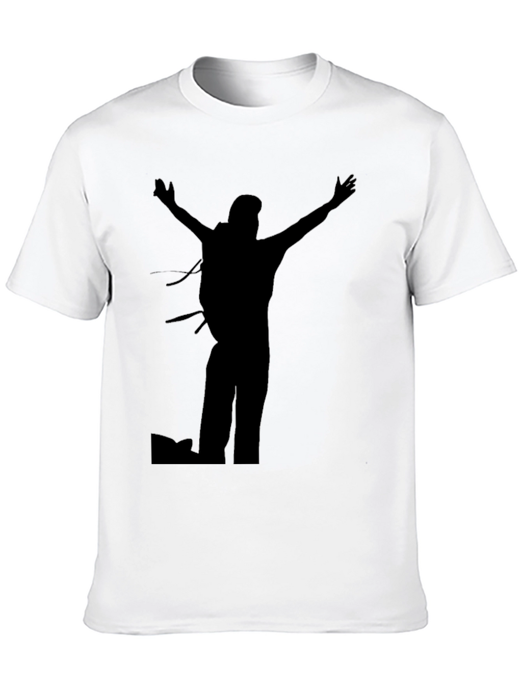 Black T-Shirt with Hiker Silhouette Graphic