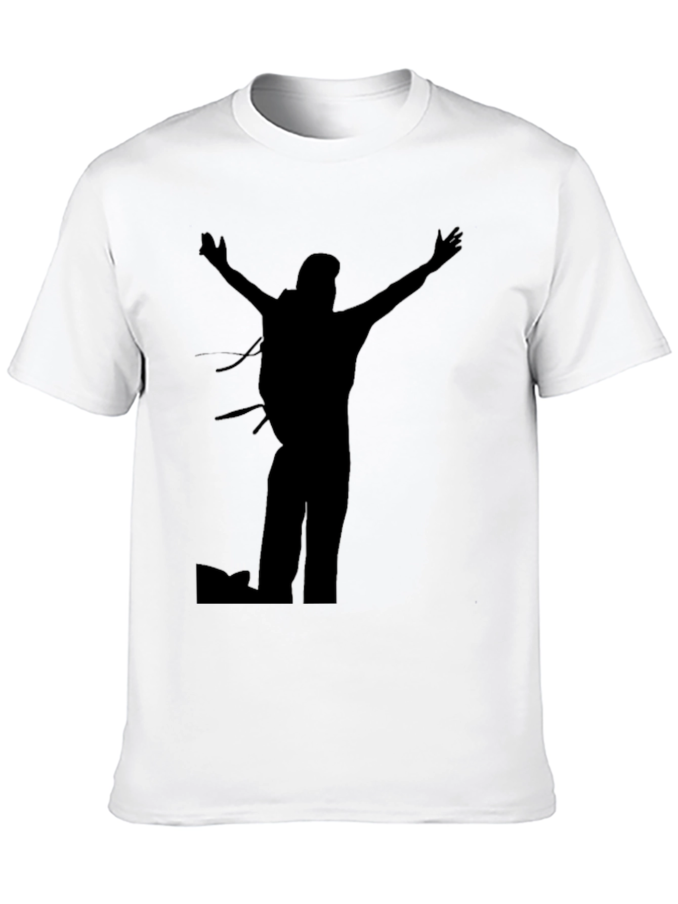 Black T-Shirt with Hiker Silhouette Graphic
