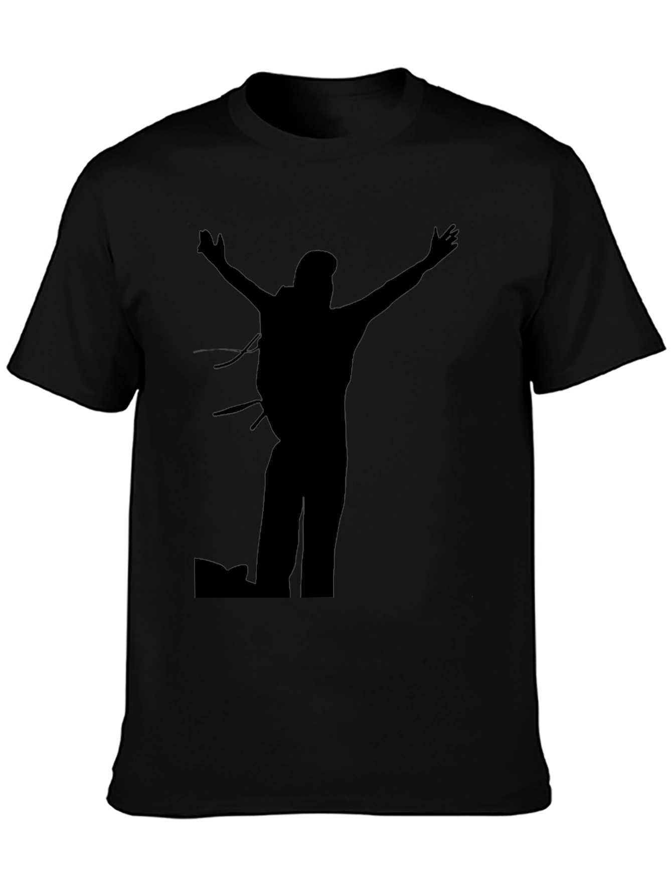 Black T-Shirt with Hiker Silhouette Graphic