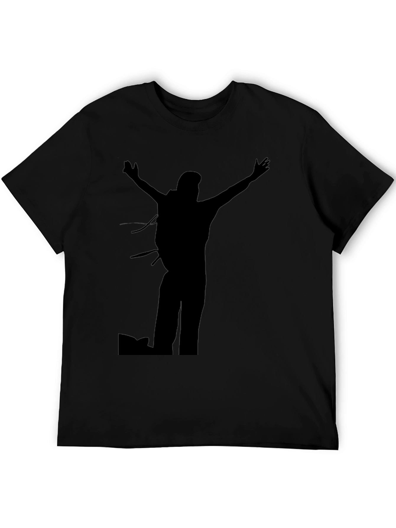 Black T-Shirt with Hiker Silhouette Graphic