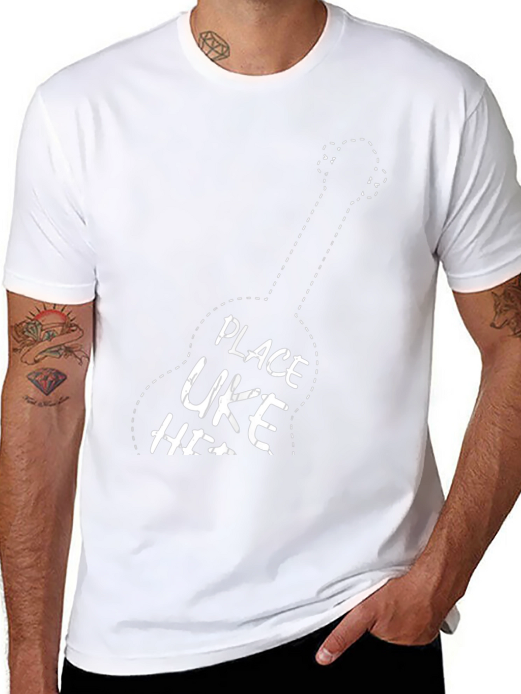 Ukulele Player T-Shirt - Place Uke Here Graphic Tee