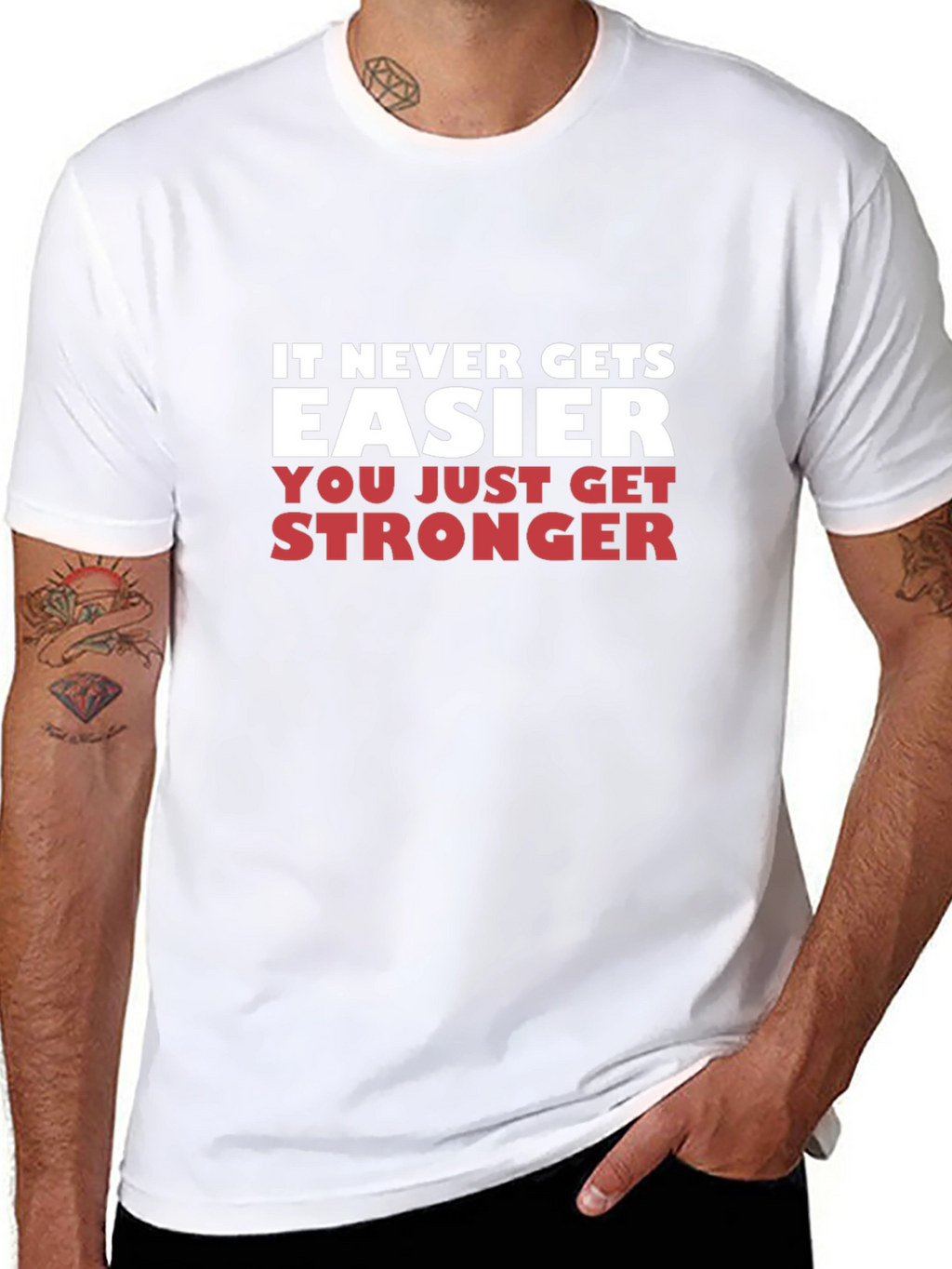 Motivational Fitness T-Shirt - It Never Gets Easier