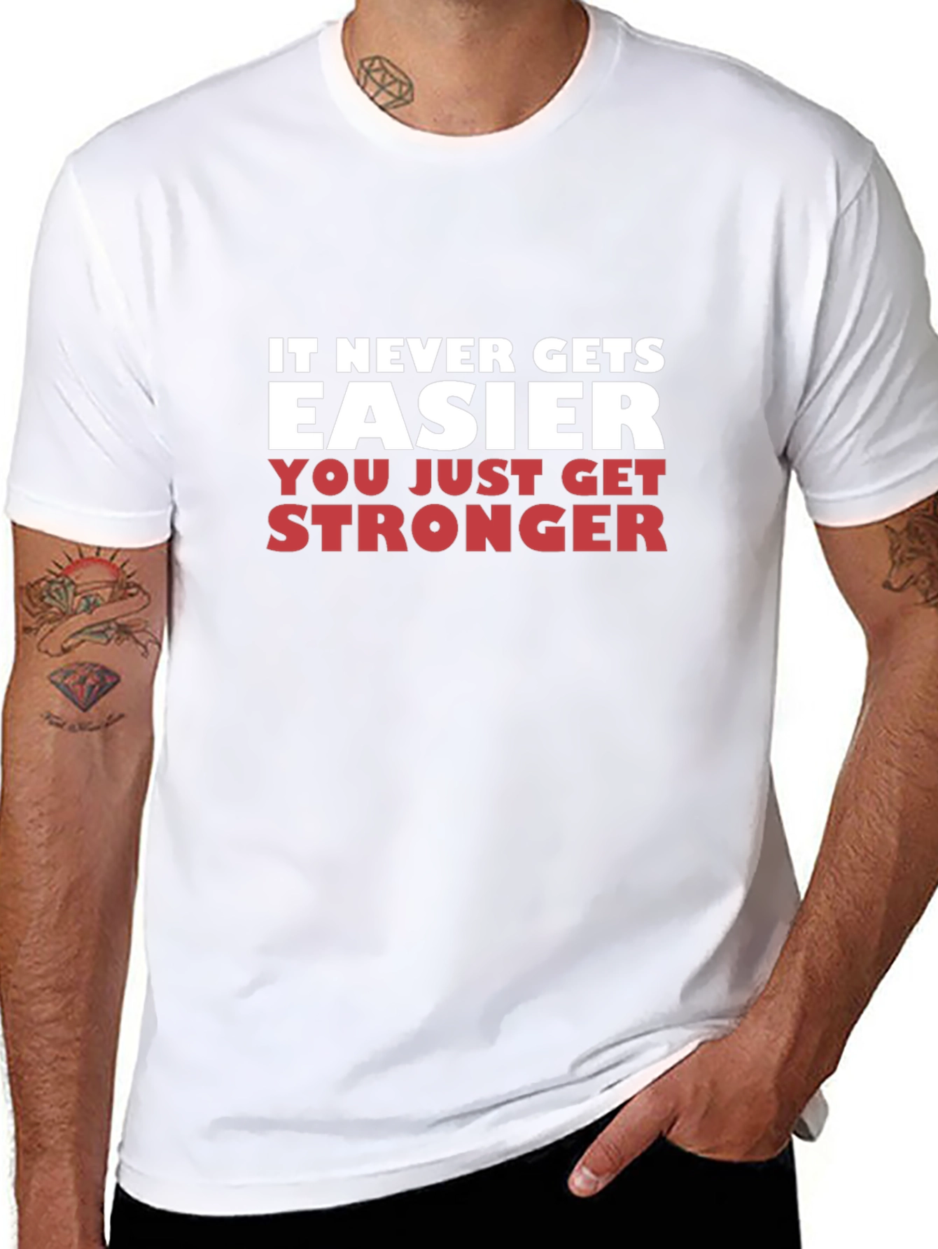 Motivational Fitness T-Shirt - It Never Gets Easier
