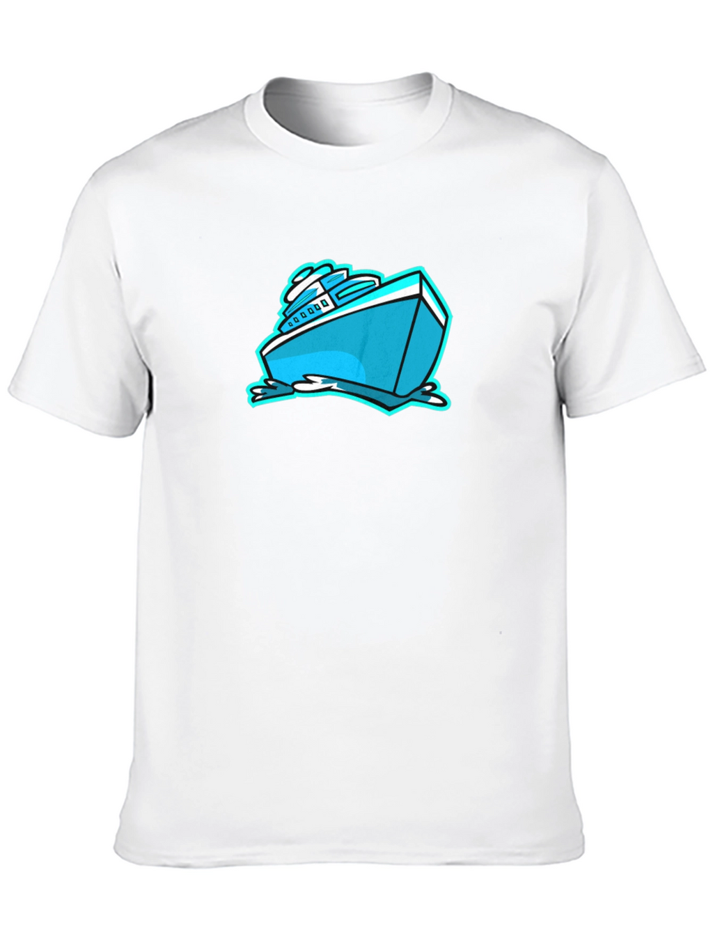Cool Cartoon Boat Graphic Tee - Black