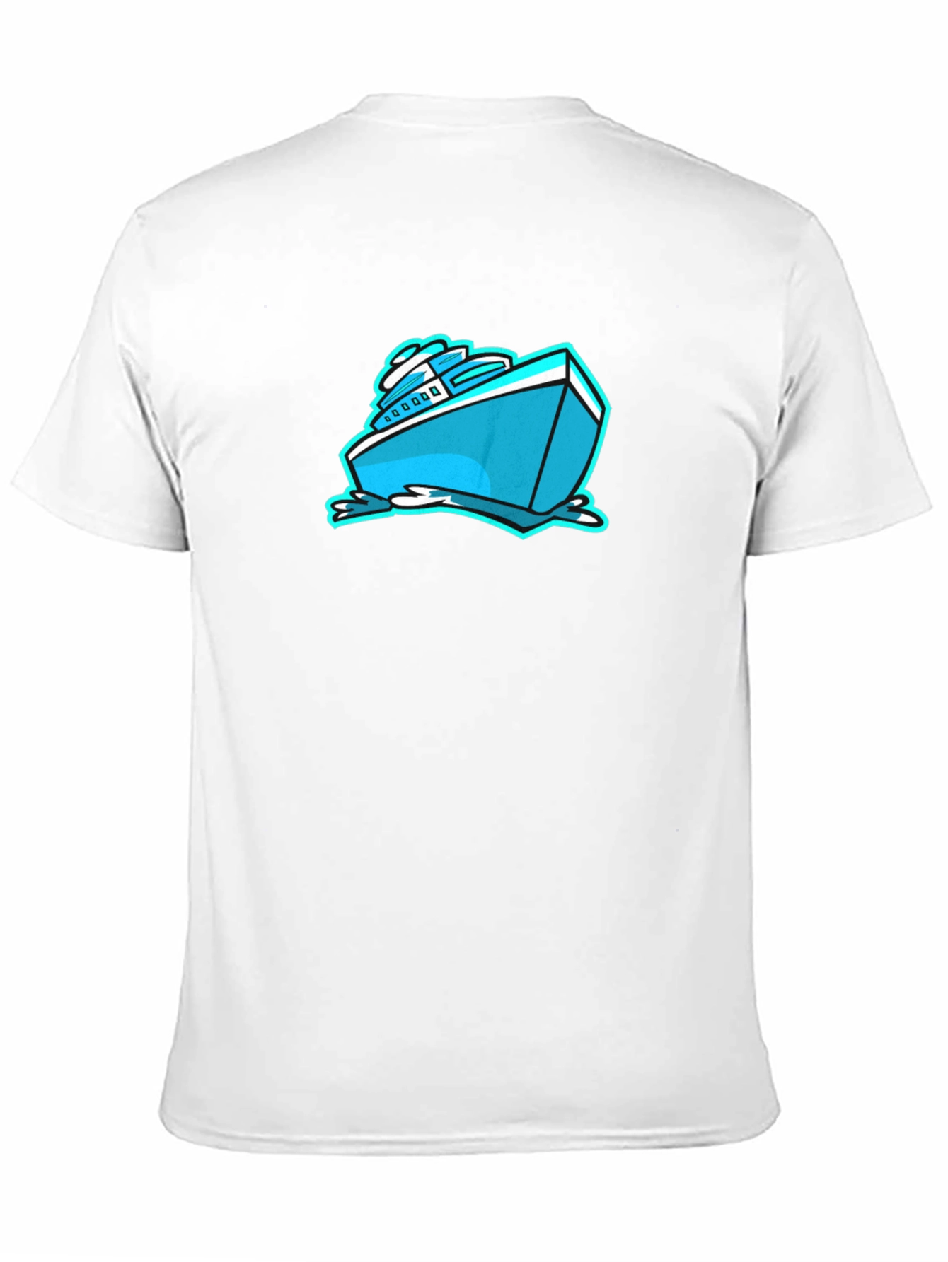 Cool Cartoon Boat Graphic Tee - Black