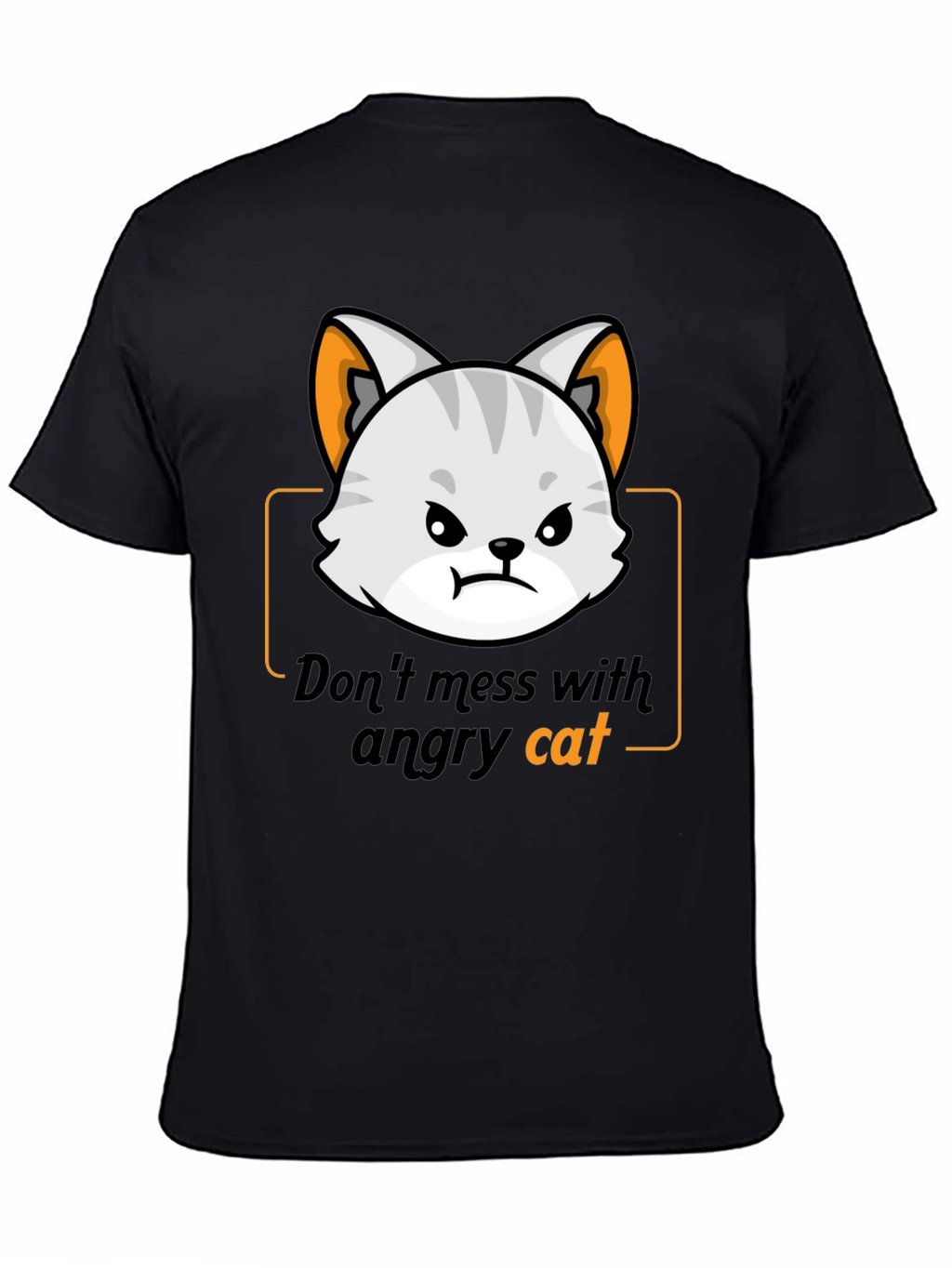 Angry Cat Graphic Tee - Black Cotton T-Shirt