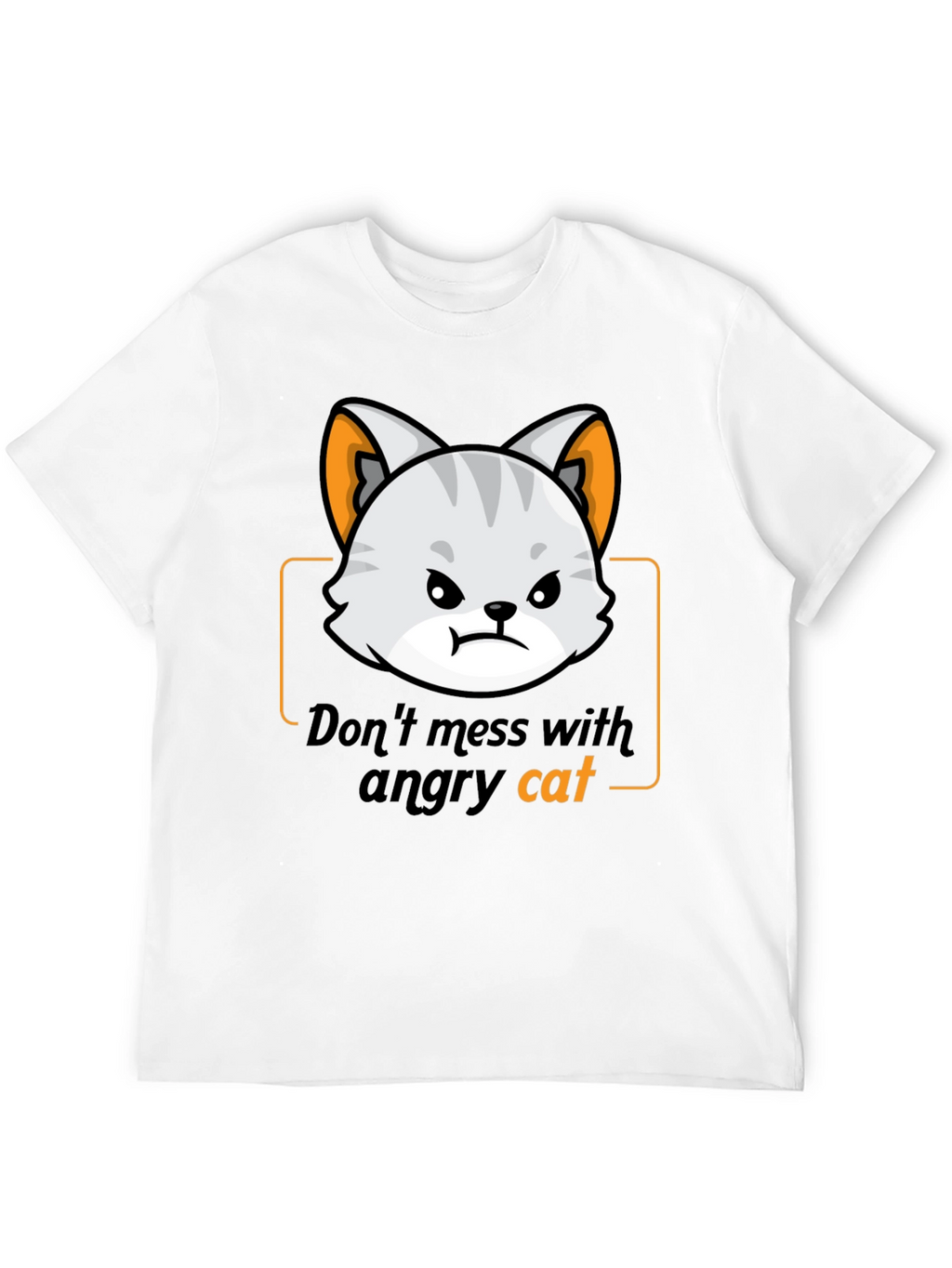 Angry Cat Graphic Tee - Black Cotton T-Shirt