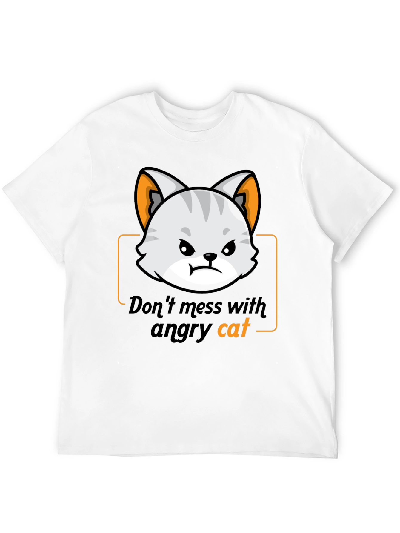 Angry Cat Graphic Tee - Black Cotton T-Shirt