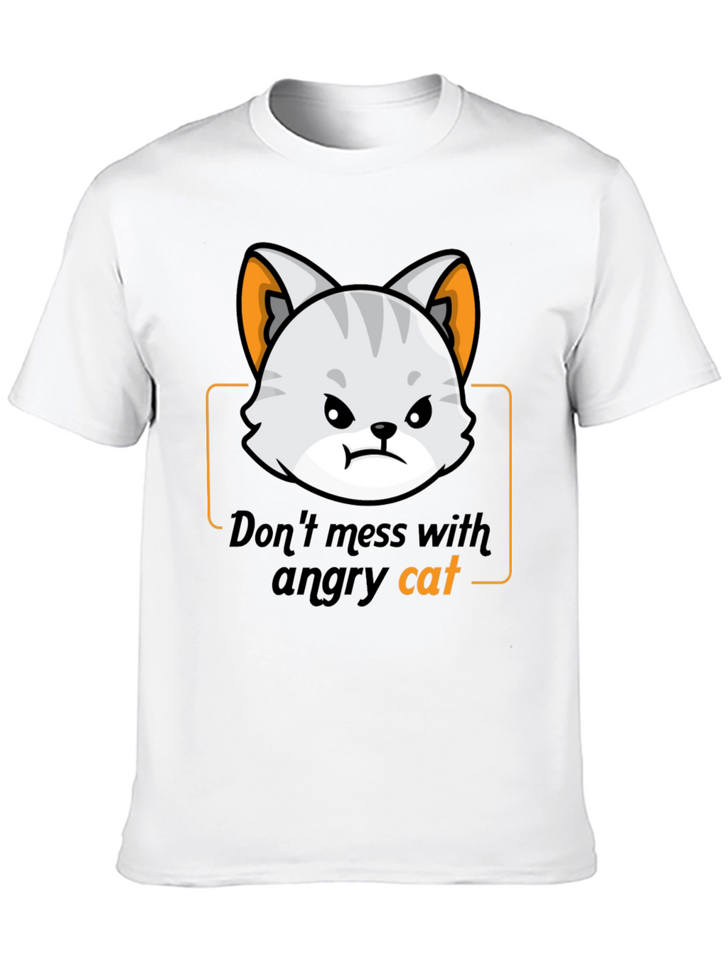 Angry Cat Graphic Tee - Black Cotton T-Shirt