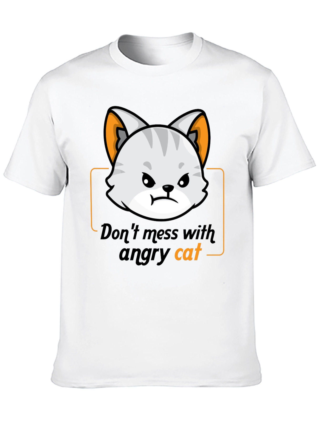 Angry Cat Graphic Tee - Black Cotton T-Shirt