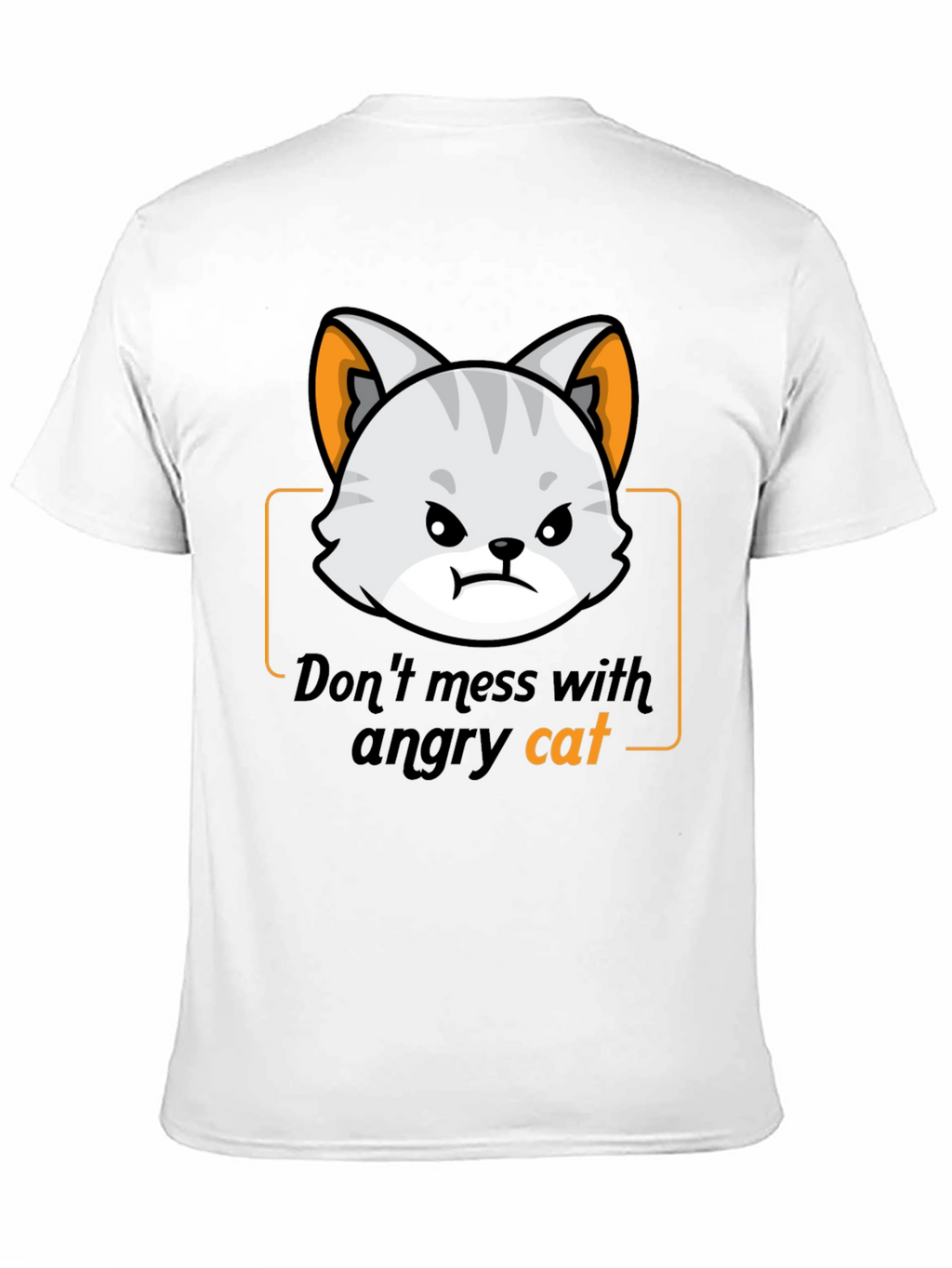 Angry Cat Graphic Tee - Black Cotton T-Shirt