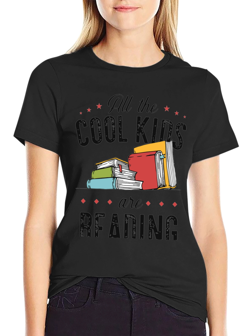 Cool Kids Reading Black Graphic Tee