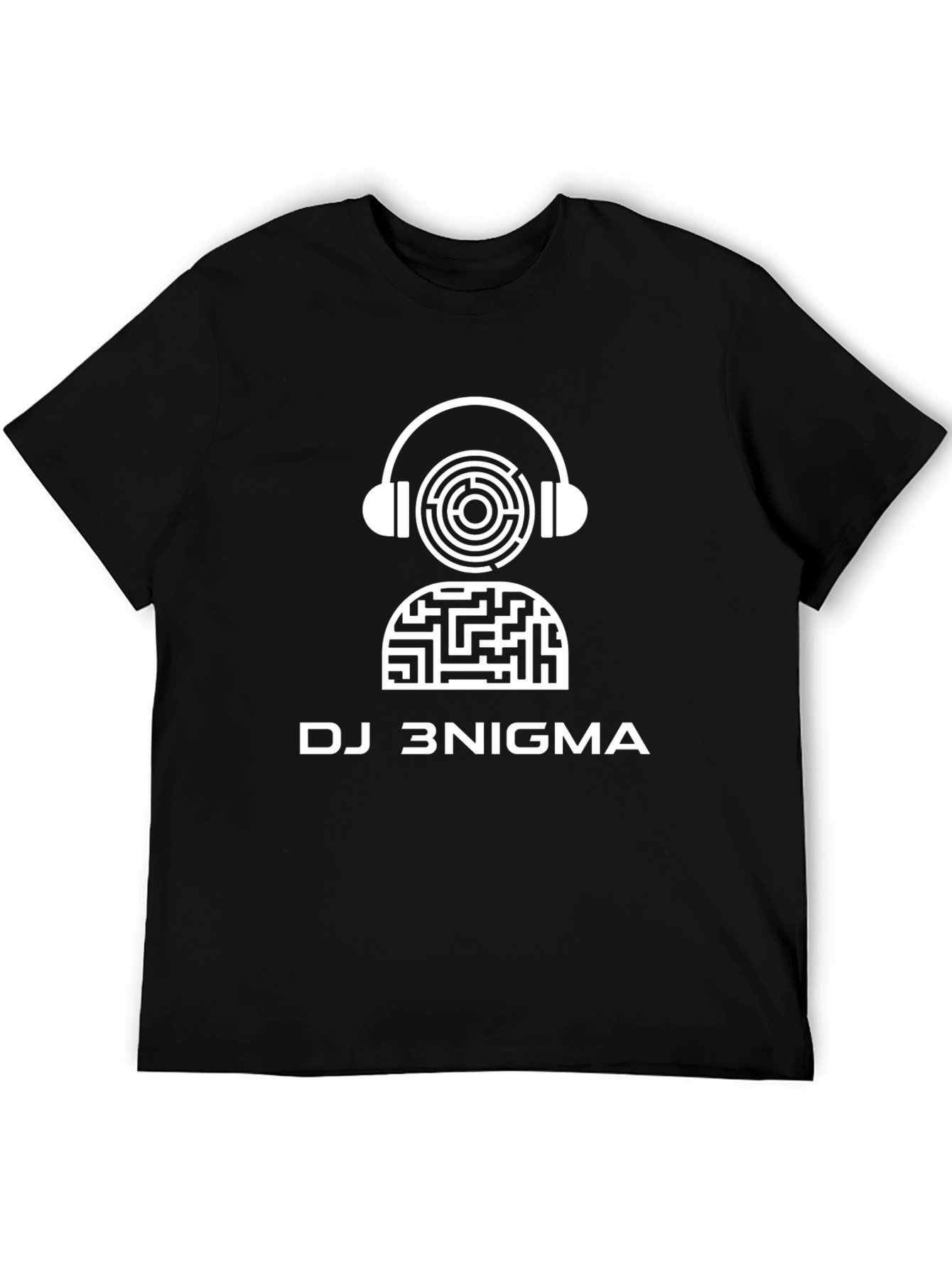 DJ 3NIGMA Maze Headphone Graphic Black T-Shirt