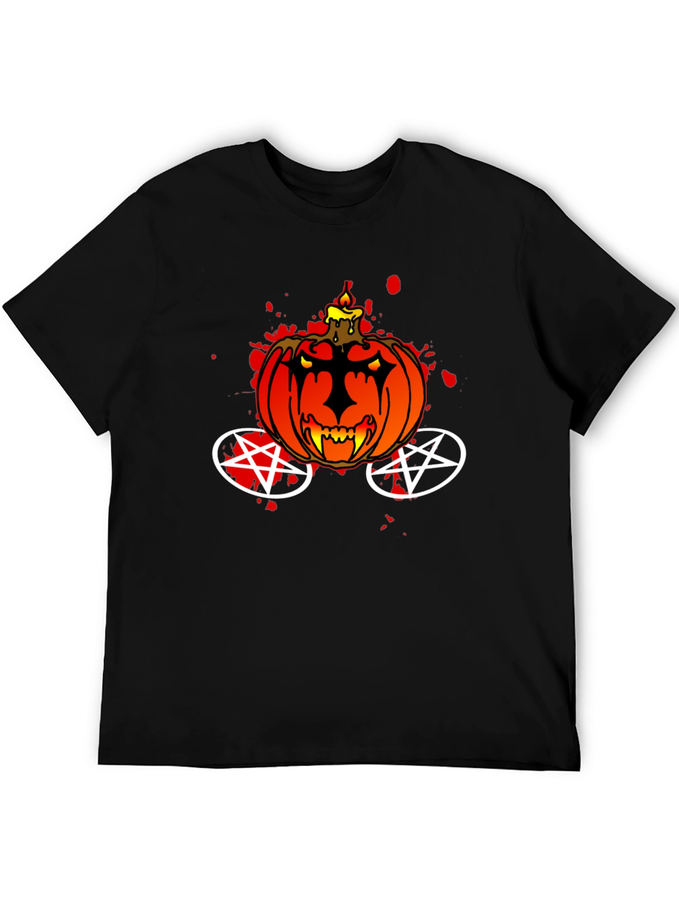 Halloween Pumpkin Pentagram Black T-Shirt