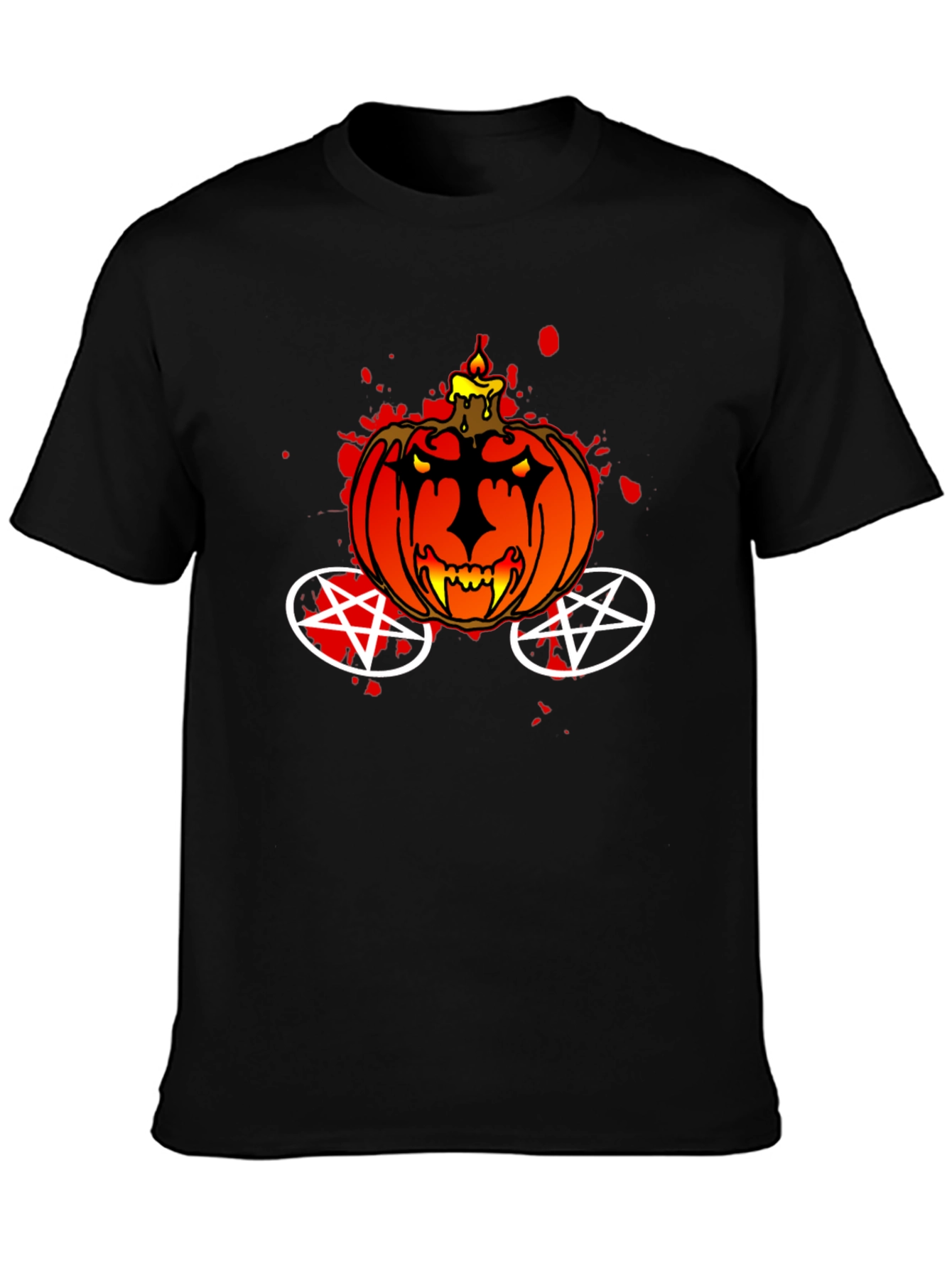 Halloween Pumpkin Pentagram Black T-Shirt