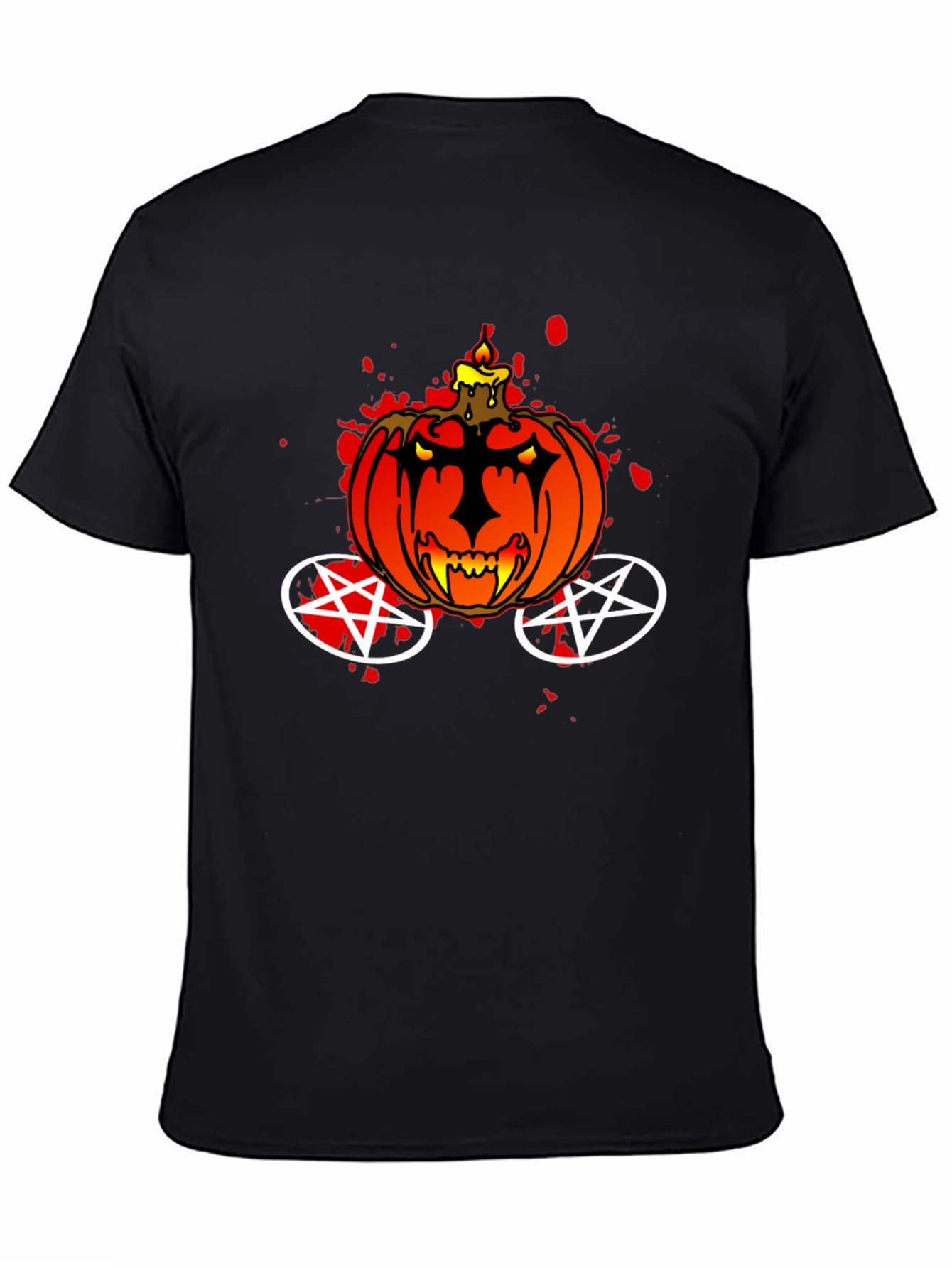 Halloween Pumpkin Pentagram Black T-Shirt