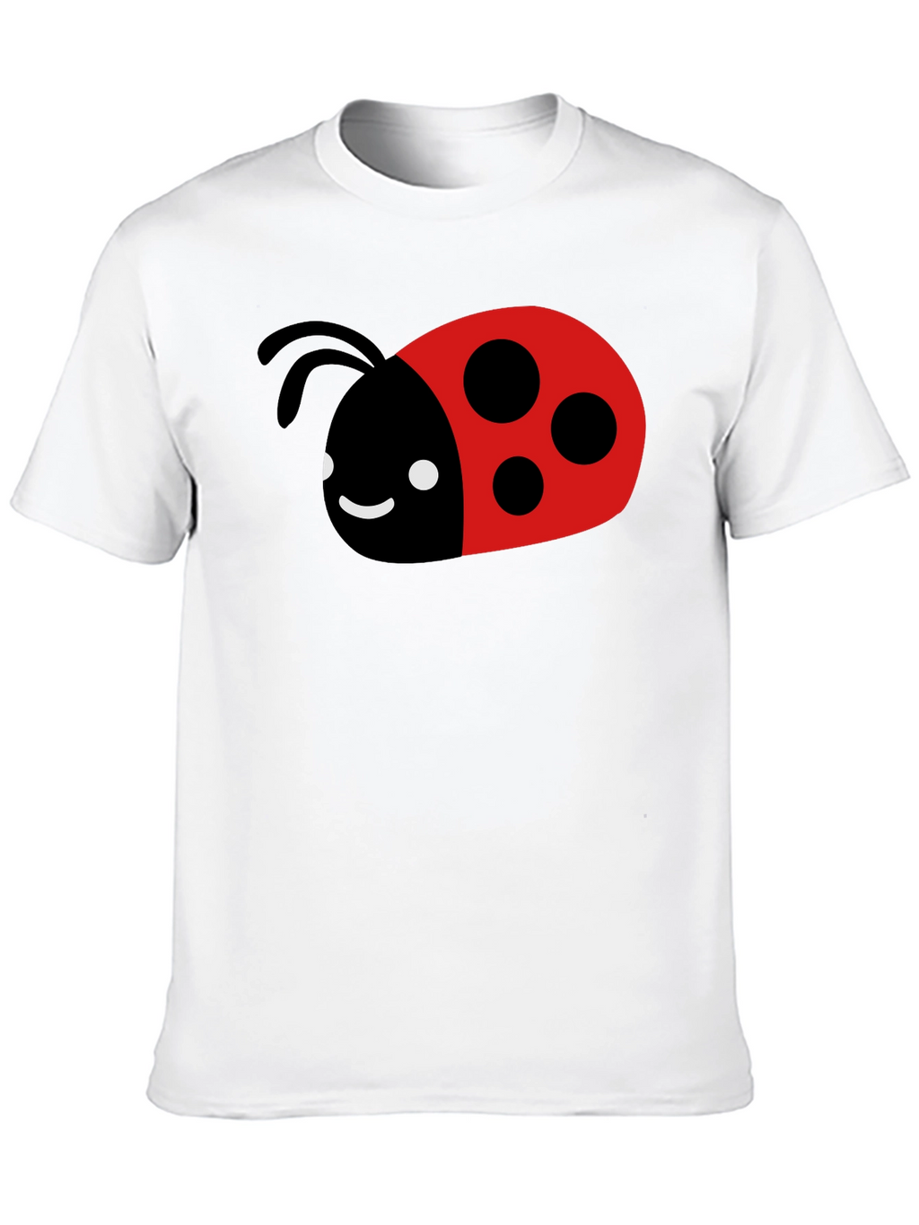 Cute Ladybug Graphic Tee - Black Cotton T-Shirt