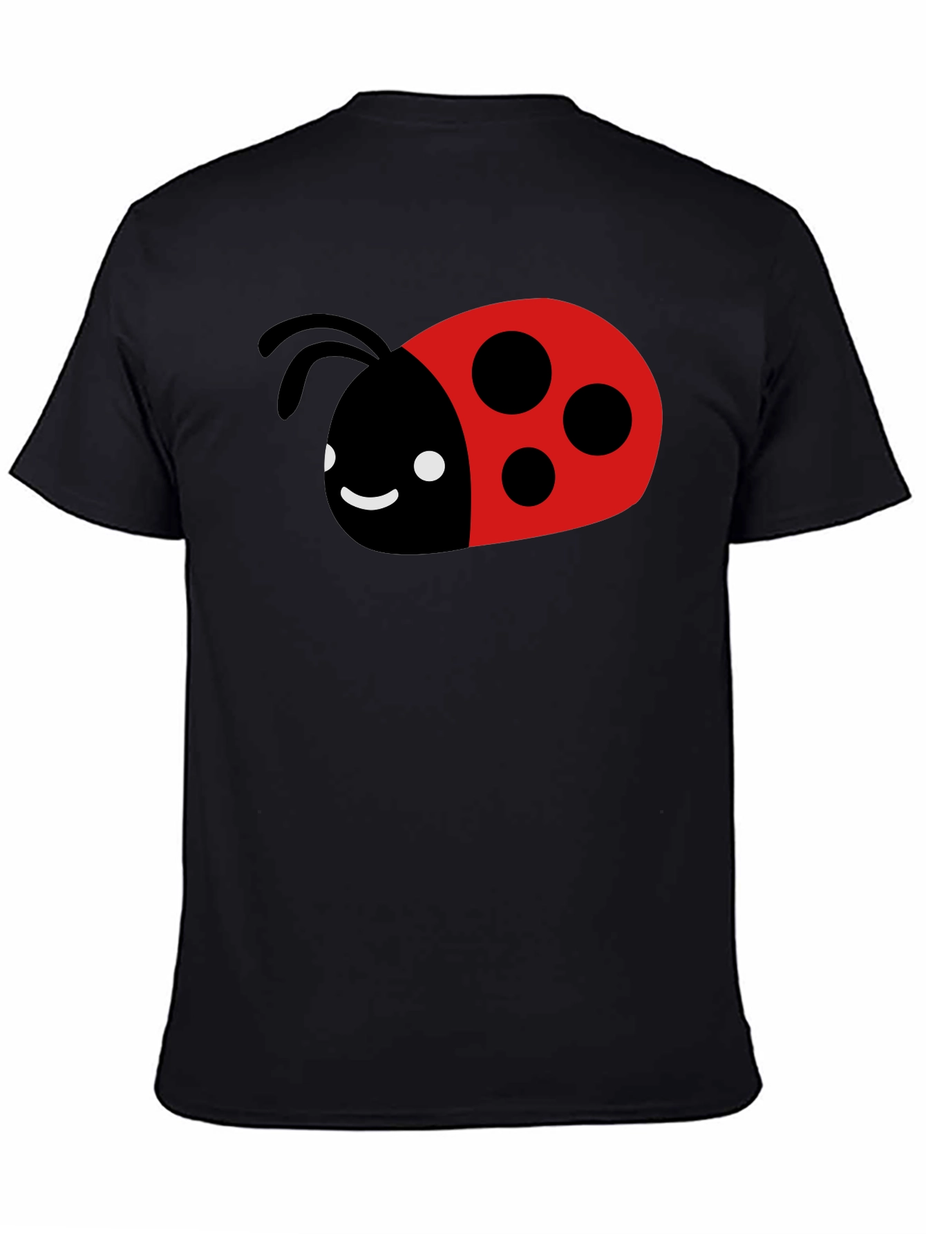 Cute Ladybug Graphic Tee - Black Cotton T-Shirt